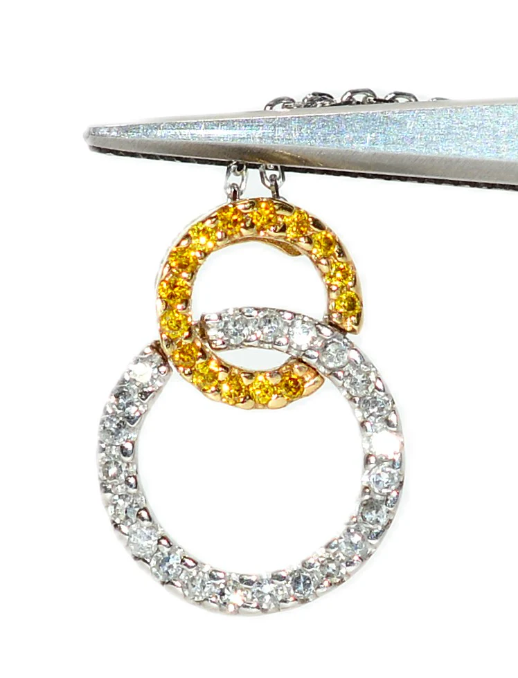 Natural Fancy Yellow Diamond Necklace 14K White Gold .29tcw Pave Pendant Necklace Statement Necklace Diamond Pendant Estate Jewelry Women's - Image 2