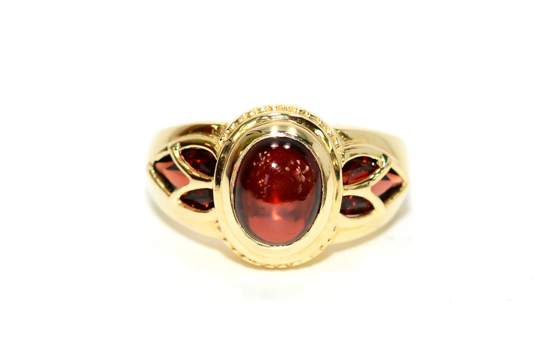 Natural Garnet Ring 10K Solid Gold 2.76tcw Birthstone Ring Ladies Ring Cabochon Ring Gemstone Ring Red Ring Cocktail Ring Statement Ring