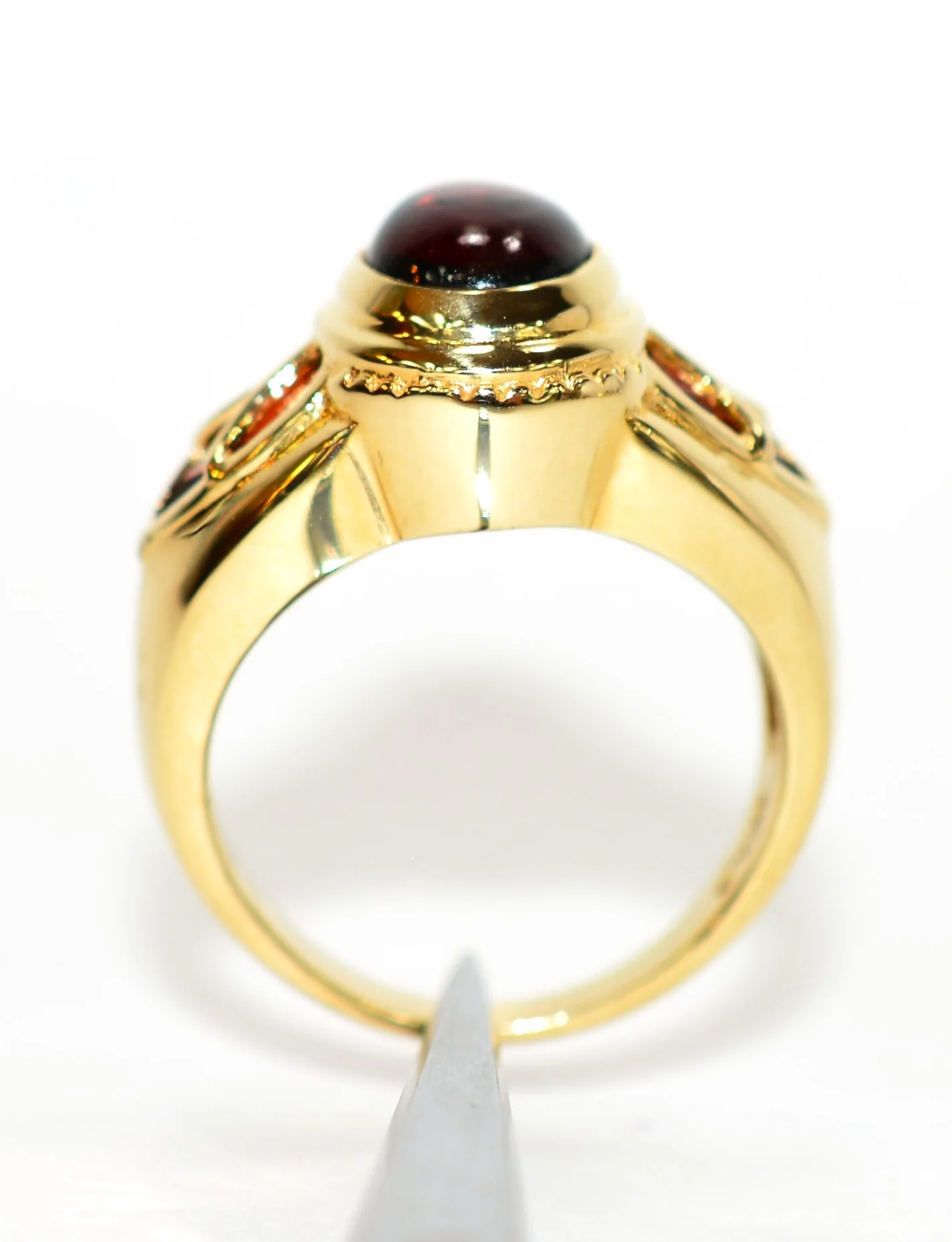 Natural Garnet Ring 10K Solid Gold 2.76tcw Birthstone Ring Ladies Ring Cabochon Ring Gemstone Ring Red Ring Cocktail Ring Statement Ring - Image 3