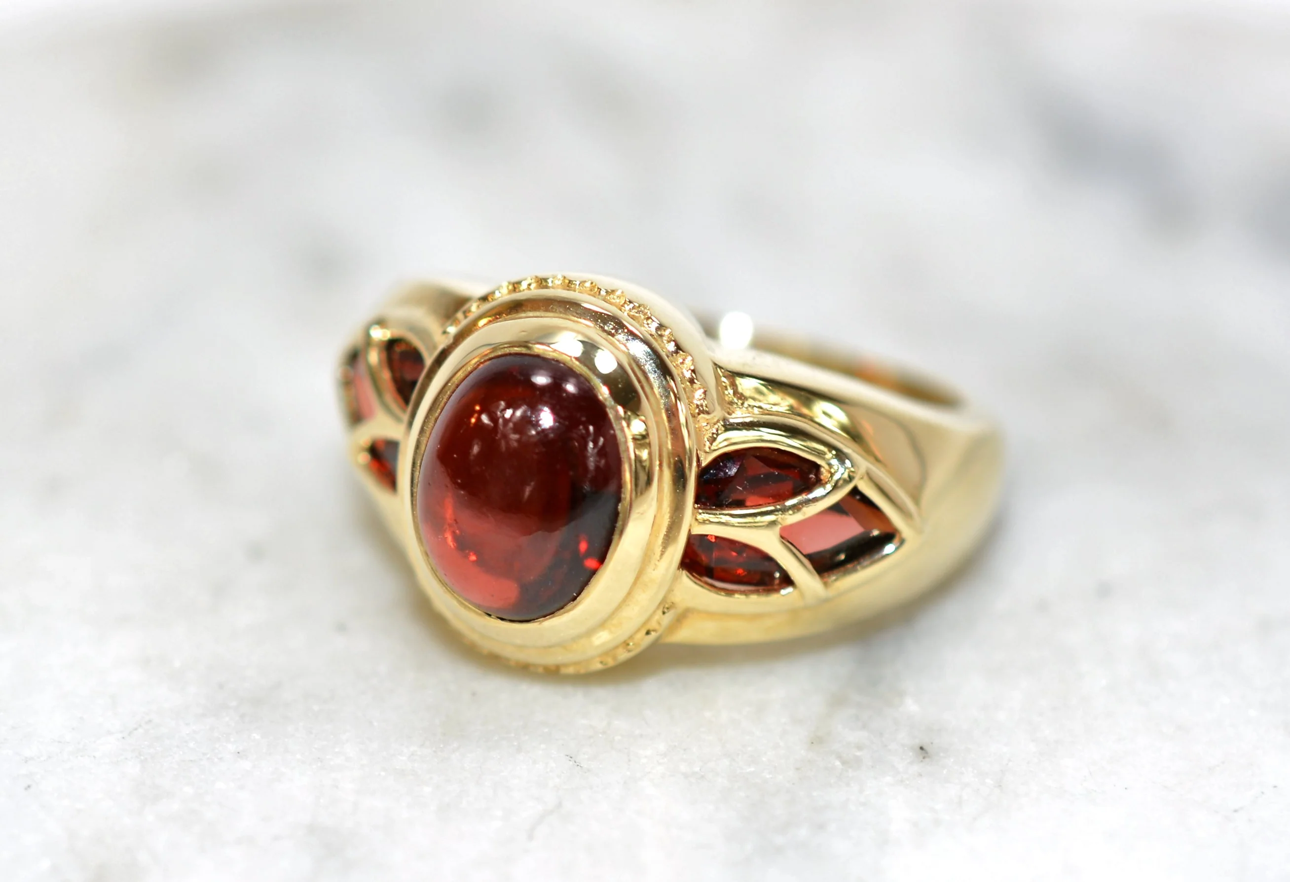 Natural Garnet Ring 10K Solid Gold 2.76tcw Birthstone Ring Ladies Ring Cabochon Ring Gemstone Ring Red Ring Cocktail Ring Statement Ring - Image 8