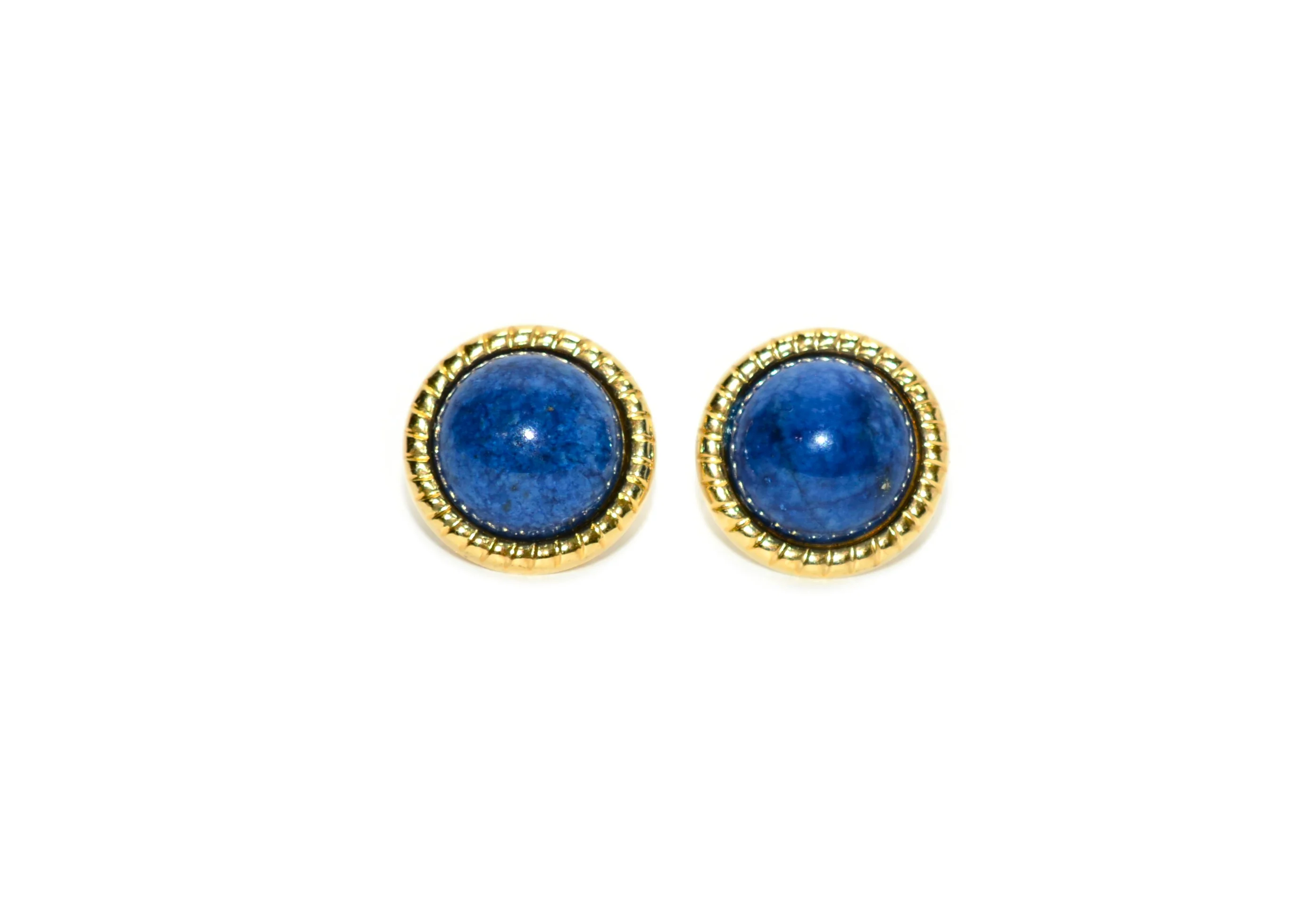 Natural Lapis Lazuli Earrings 14K Solid Gold Earrings Statement Earrings Vintage Earrings Stud Earrings Stud Earrings Fine Estate Earrings