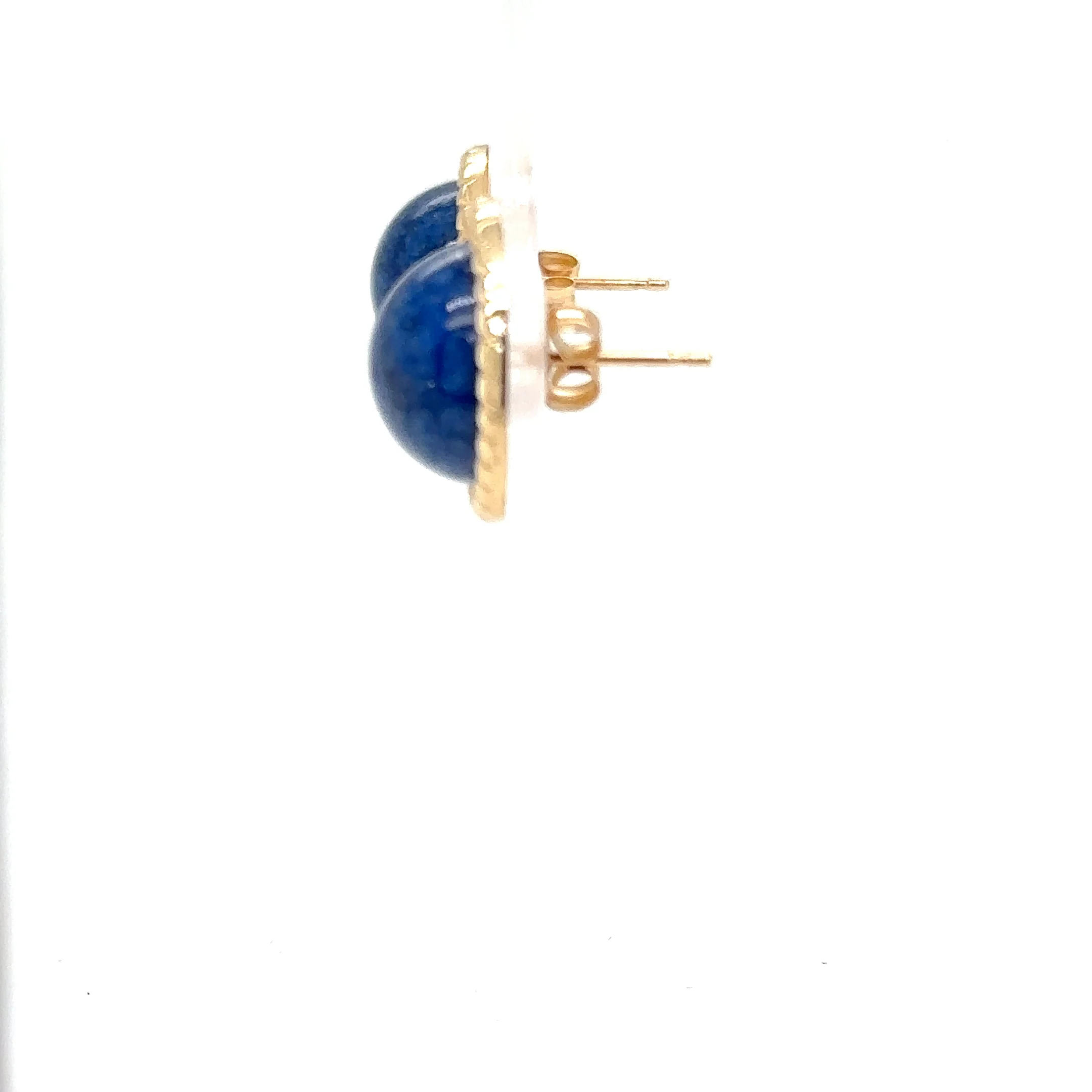 Natural Lapis Lazuli Earrings 14K Solid Gold Earrings Statement Earrings Vintage Earrings Stud Earrings Stud Earrings Fine Estate Earrings - Image 6