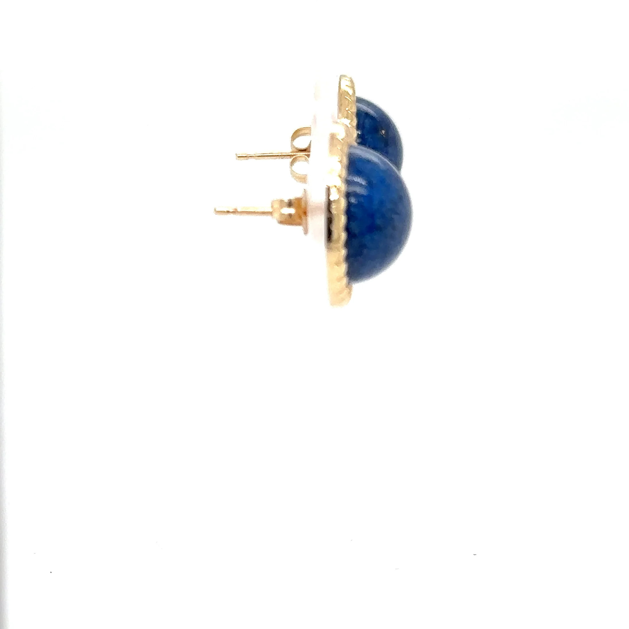Natural Lapis Lazuli Earrings 14K Solid Gold Earrings Statement Earrings Vintage Earrings Stud Earrings Stud Earrings Fine Estate Earrings - Image 8