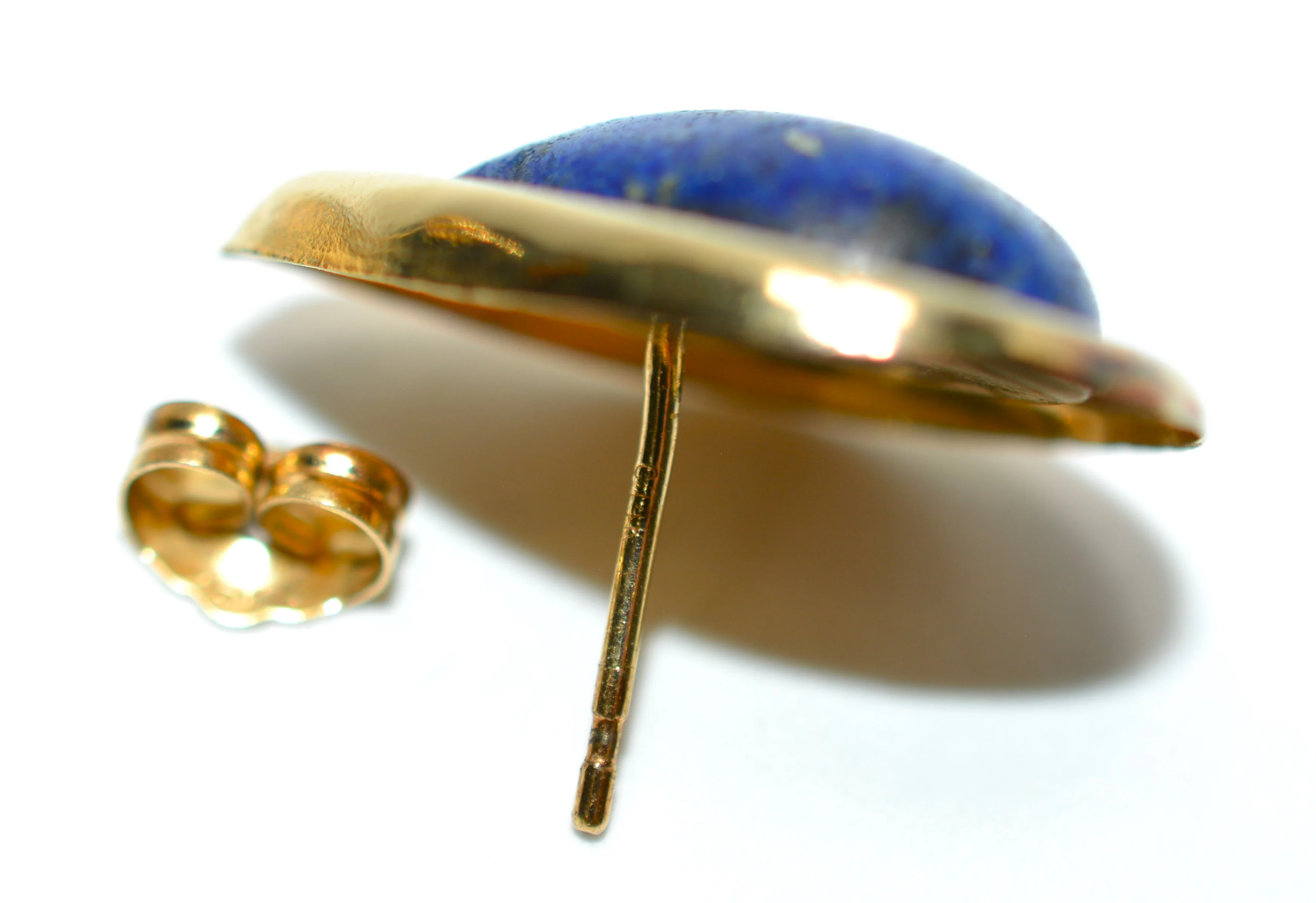 Natural Lapis Lazuli Earrings 14K Solid Gold Earrings Statement Earrings Vintage Earrings Stud Earrings Stud Earrings Fine Estate Jewellery - Image 6