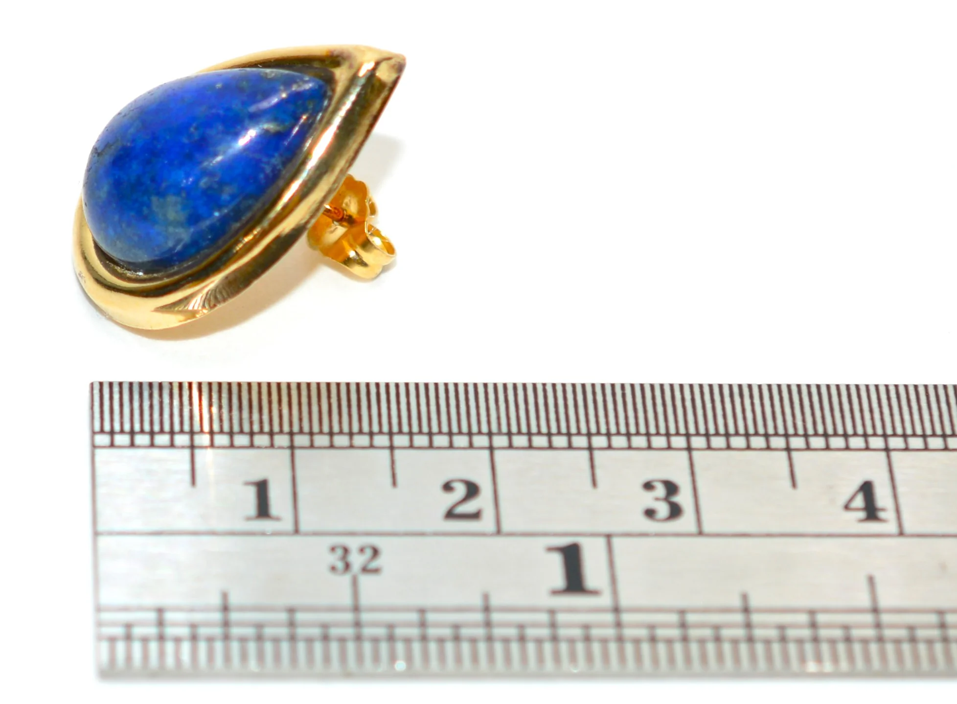 Natural Lapis Lazuli Earrings 14K Solid Gold Earrings Statement Earrings Vintage Earrings Stud Earrings Stud Earrings Fine Estate Jewellery - Image 8