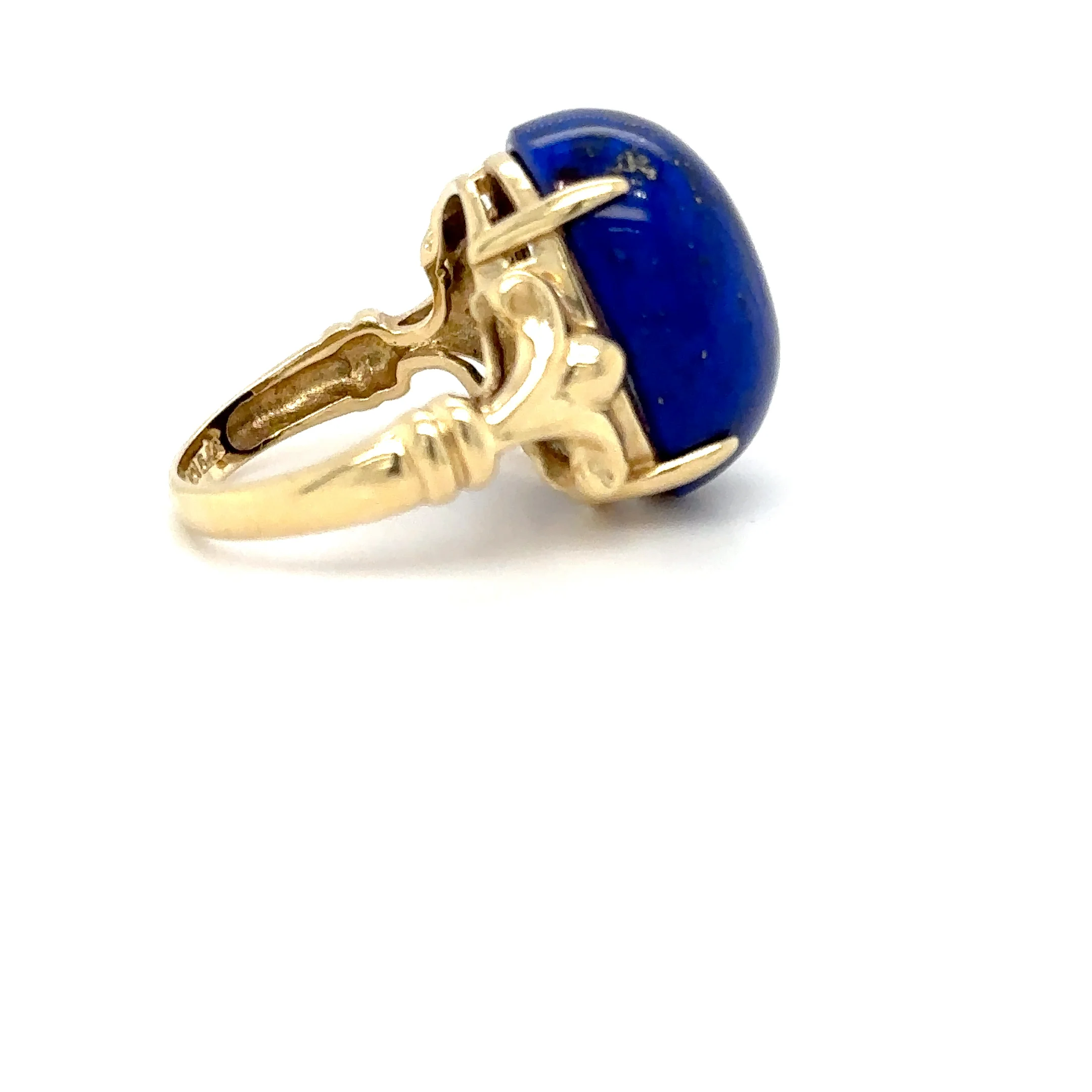 Natural Lapis Lazuli Ring 14K Solid Gold Solitaire Ring Gemstone Ring Blue Ring Cocktail Ring Ladies Ring Vintage Estate Jewelry - Image 10