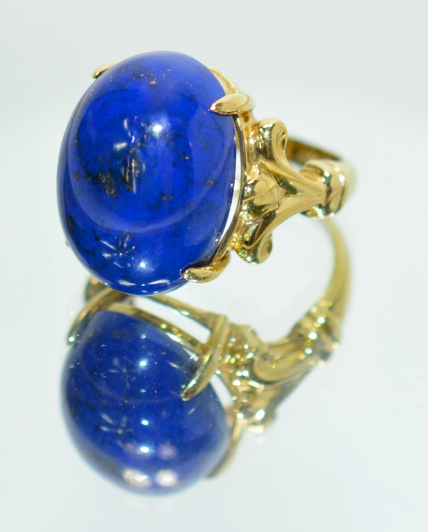 Natural Lapis Lazuli Ring 14K Solid Gold Solitaire Ring Gemstone Ring Blue Ring Cocktail Ring Ladies Ring Vintage Estate Jewelry - Image 16