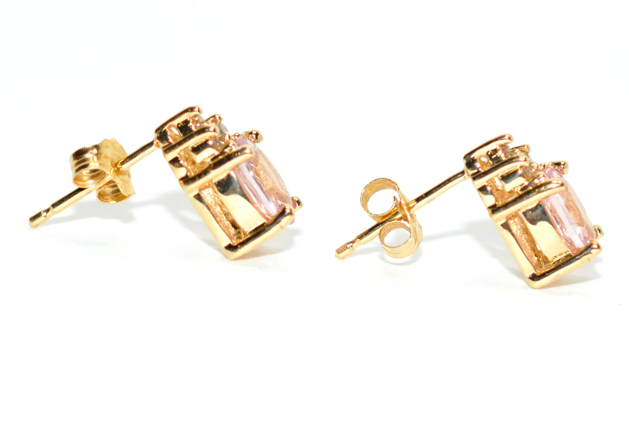 Natural Padparadscha Sapphire & Diamond Earrings 14K Gold 1.02tcw Stud Earrings Pink Sapphire Earrings September Birthstone Earrings Ceylon - Image 3