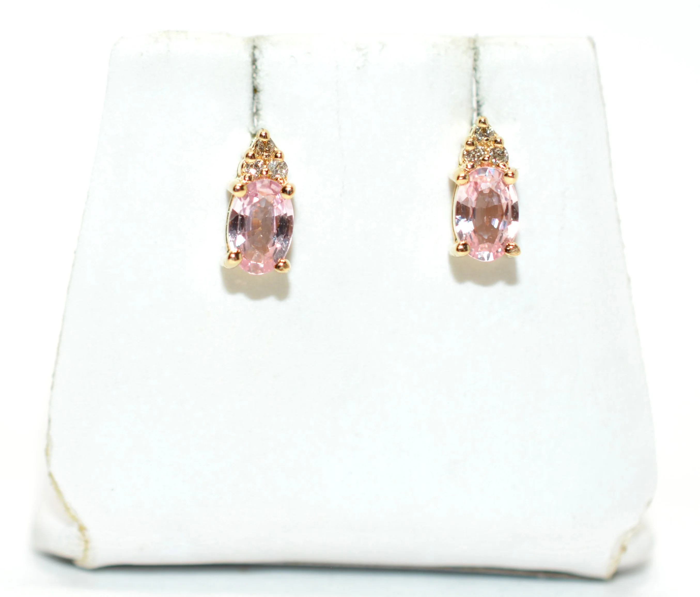 Natural Padparadscha Sapphire & Diamond Earrings 14K Gold 1.02tcw Stud Earrings Pink Sapphire Earrings September Birthstone Earrings Ceylon - Image 6