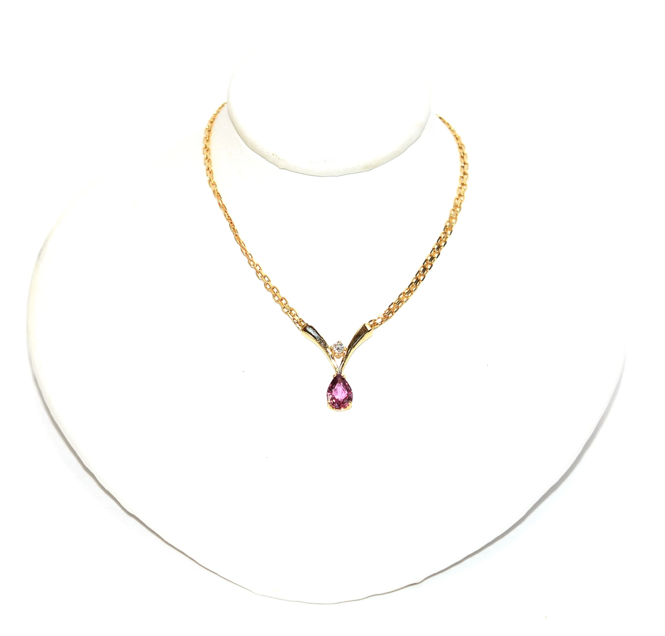 Natural Padparadscha Sapphire & Diamond Necklace 14K Solid Gold .97tcw Sapphire Necklace Pink Necklace Gemstone Necklace Cocktail Necklace