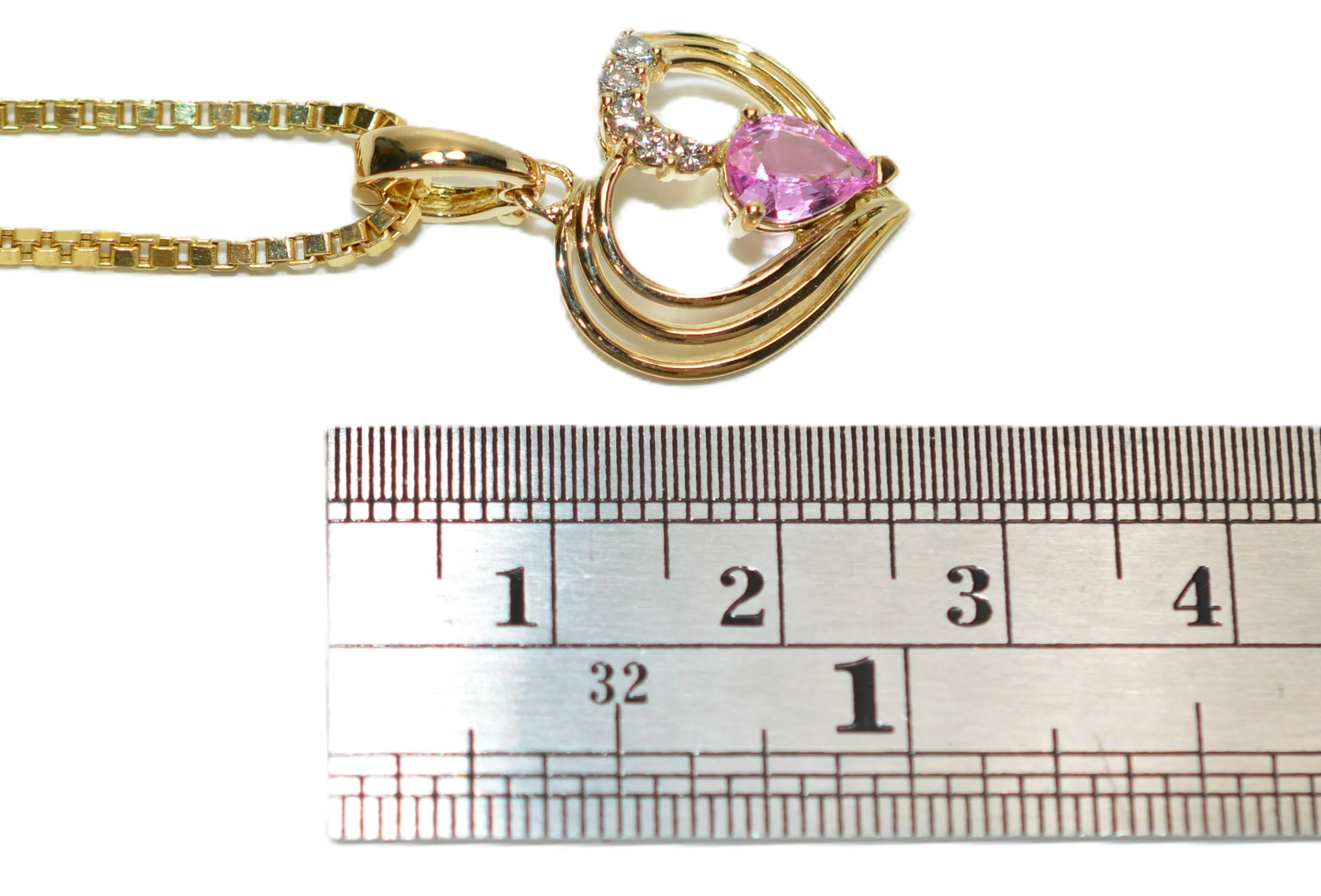 Natural Padparadscha Sapphire & Diamond Necklace 18K Gold .74tcw Sapphire Necklace Pink Pendant Necklace Gemstone Necklace Heart Birthstone - Image 13