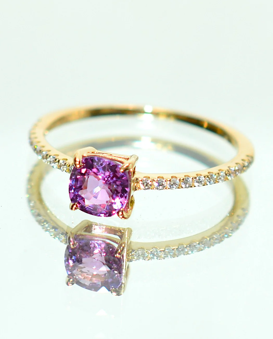 Natural Padparadscha Sapphire & Diamond Ring .65tcw 14K Solid Gold Ring Pink Engagement Ring Bridal Wedding Anniversary Jewelry - Image 16