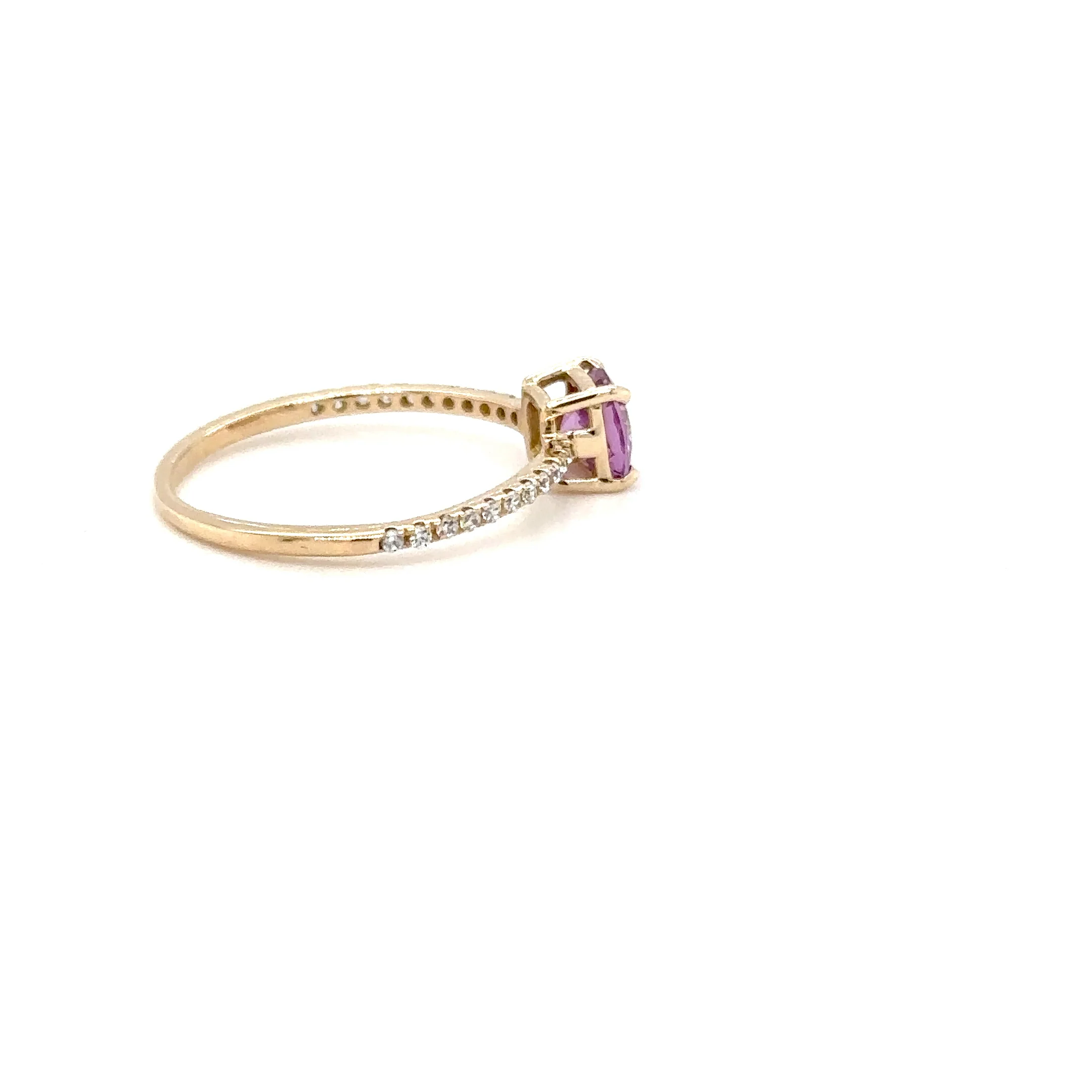 Natural Padparadscha Sapphire & Diamond Ring .65tcw 14K Solid Gold Ring Pink Engagement Ring Bridal Wedding Anniversary Jewelry - Image 9