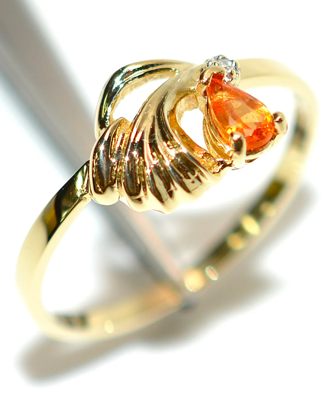 Natural Padparadscha Sapphire & Diamond Ring 10K Gold .24tcw Promise Ring Ladies Statement Orange Gemstone Ring September Birthstone - Image 4
