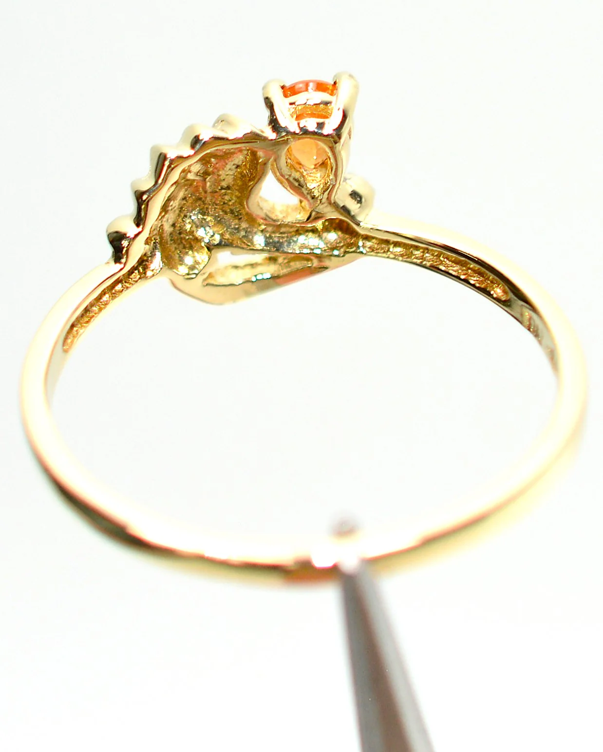Natural Padparadscha Sapphire & Diamond Ring 10K Gold .24tcw Promise Ring Ladies Statement Orange Gemstone Ring September Birthstone - Image 7