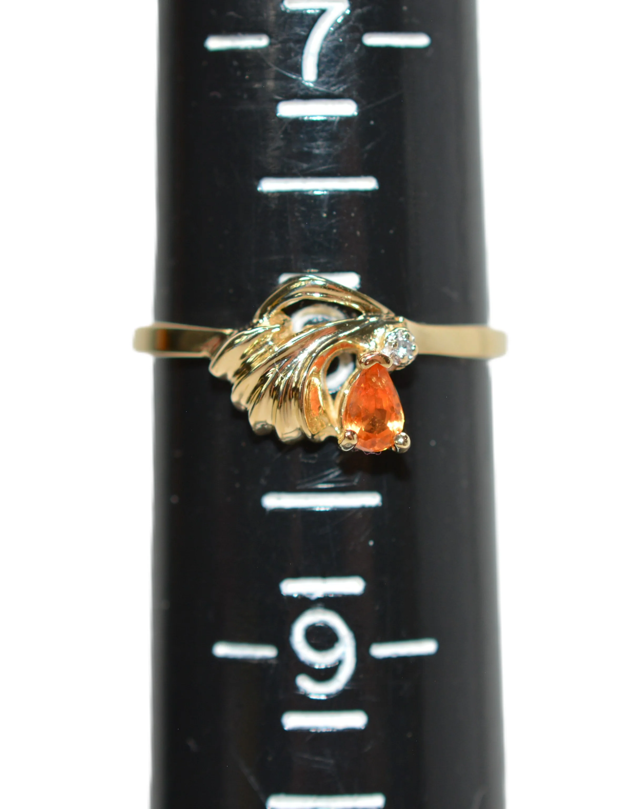 Natural Padparadscha Sapphire & Diamond Ring 10K Gold .24tcw Promise Ring Ladies Statement Orange Gemstone Ring September Birthstone - Image 9