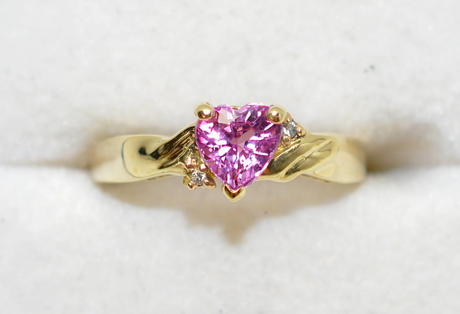 Natural Padparadscha Sapphire & Diamond Ring 14K Gold 1.14tcw Heart Gemstone Pink Ring September Birthstone Promise Ring Anniversary Bridal - Image 5