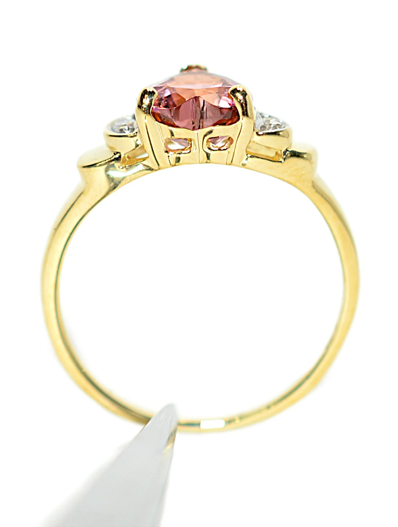 Natural Padparadscha Sapphire & Diamond Ring 14K Gold .88tcw Heart Gemstone Pink Ring September Birthstone Promise Ring Anniversary Ring - Image 3