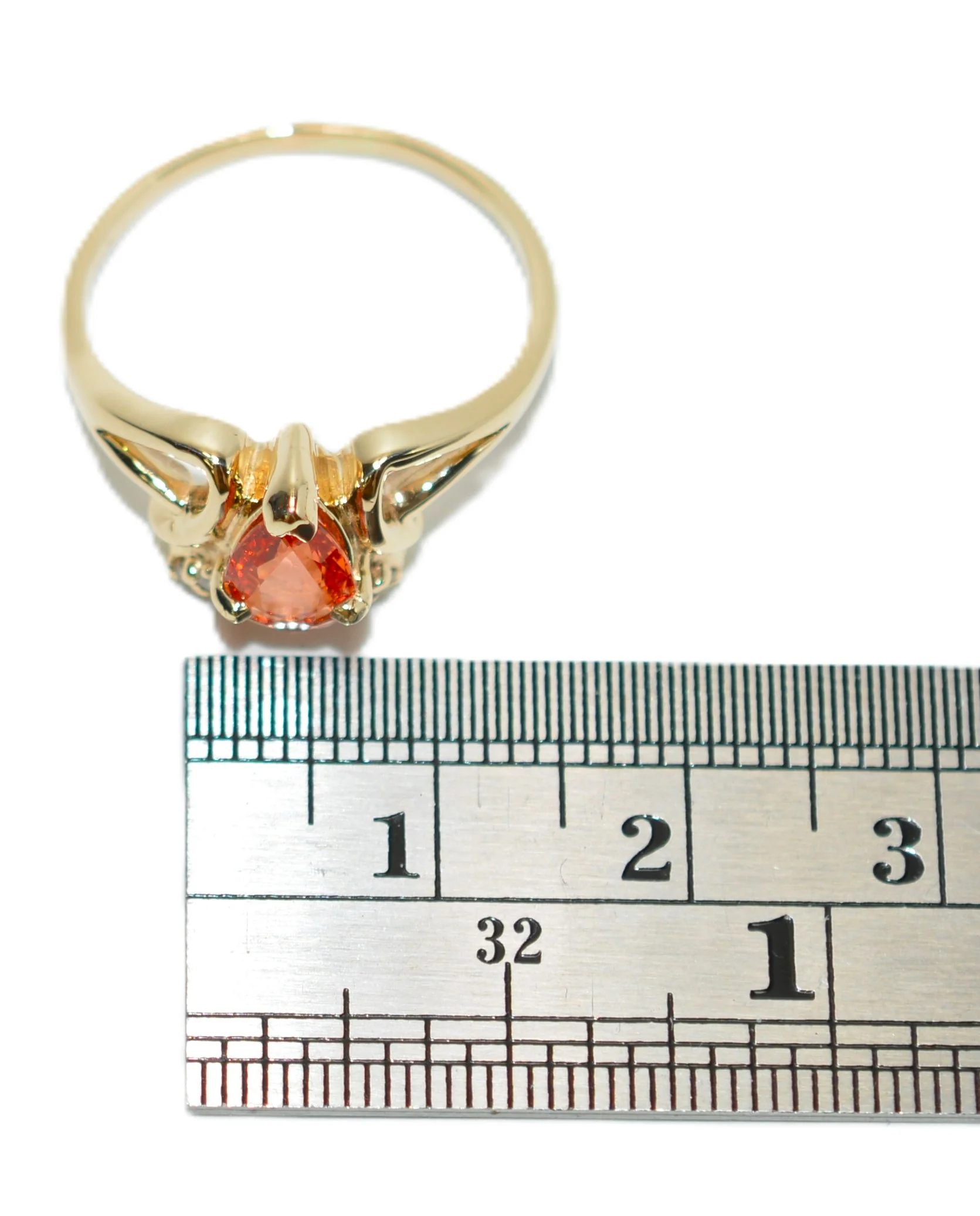 Natural Padparadscha Sapphire & Diamond Ring 14K Gold .83tcw Promise Ring Ladies Statement Orange Gemstone Ring September Birthstone Pear - Image 10
