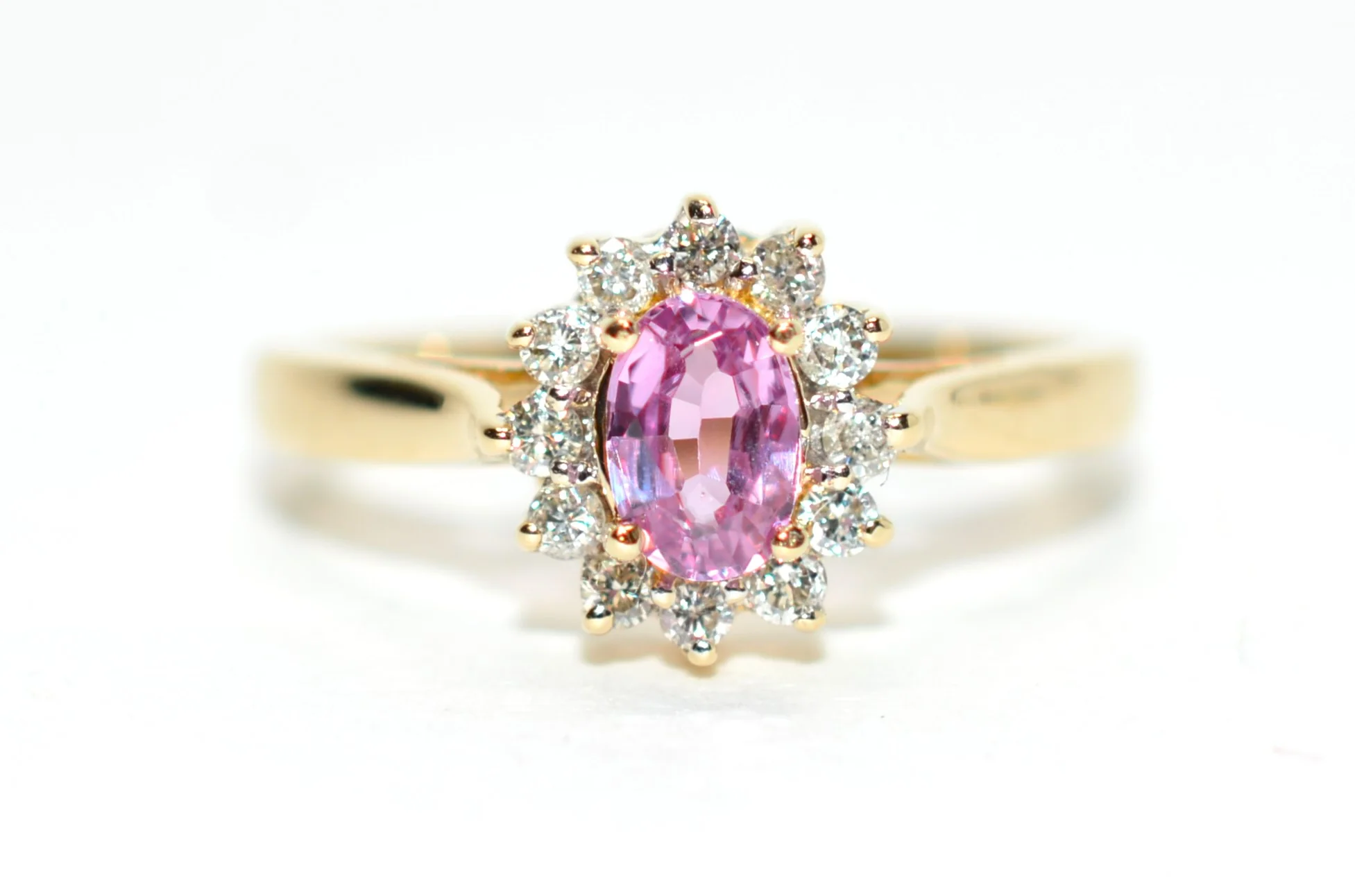 Certified Natural Padparadscha Sapphire & Diamond Ring 14K Solid Gold .80tcw Gemstone Ring Women's Ring Fine Jewelry Statement Ring Cluster Ring
