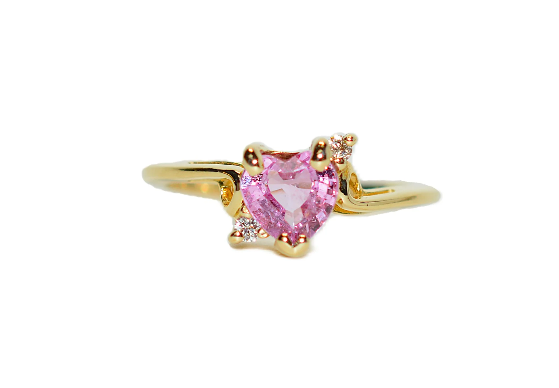 Natural Padparadscha Sapphire & Diamond Ring 14K Solid Gold .70tcw Heart Ring Birthstone Ring Promise Ring Engagement Ring Bridal Jewelry