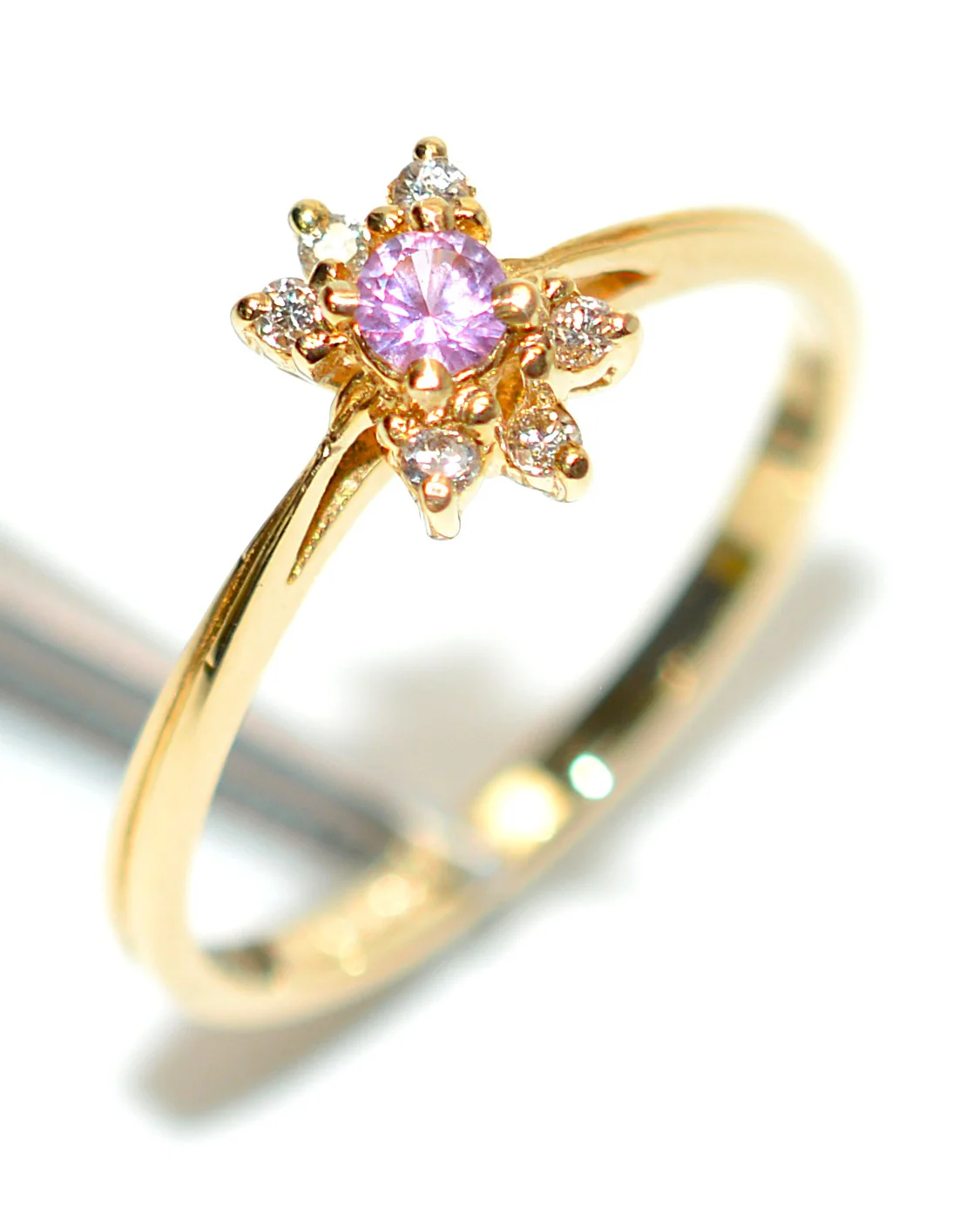 Natural Padparadscha Sapphire & Diamond Ring 14K Solid Gold .19tcw Diamond Halo Rink Pink Gemstone Ring September Birthstone Promise Ring - Image 4