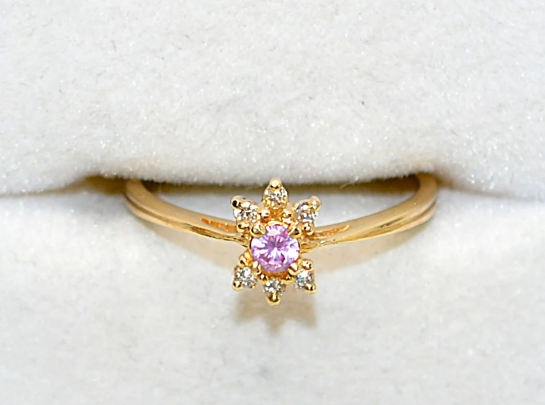 Natural Padparadscha Sapphire & Diamond Ring 14K Solid Gold .19tcw Diamond Halo Rink Pink Gemstone Ring September Birthstone Promise Ring - Image 5