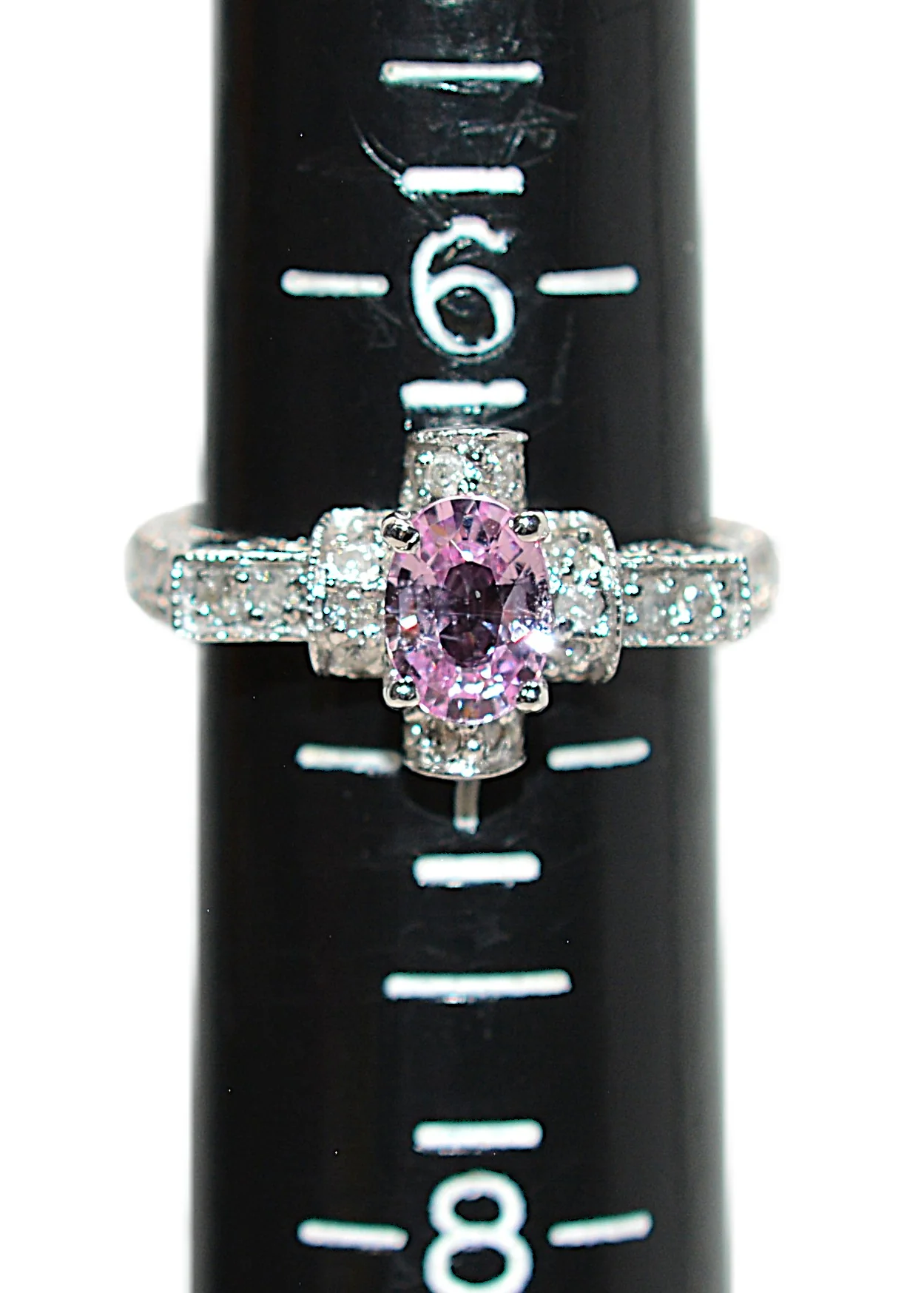Natural Padparadscha Sapphire & Diamond Ring 14K Solid White Gold 1.13tcw Engagement Ring Pink Ring Gemstone Ring Statement Ring Birthstone - Image 9