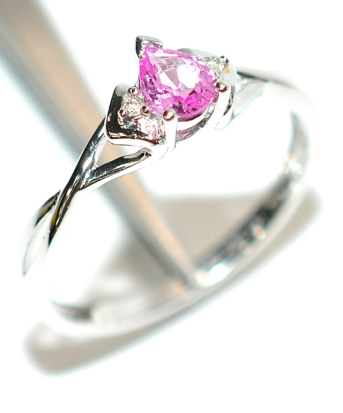 Natural Padparadscha Sapphire & Diamond Ring 14K White Gold .34tcw Engagement Wedding Bridal Jewelry Birthstone Ring Bridal Promise Ring - Image 4