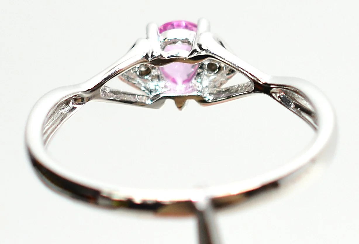 Natural Padparadscha Sapphire & Diamond Ring 14K White Gold .34tcw Engagement Wedding Bridal Jewelry Birthstone Ring Bridal Promise Ring - Image 7