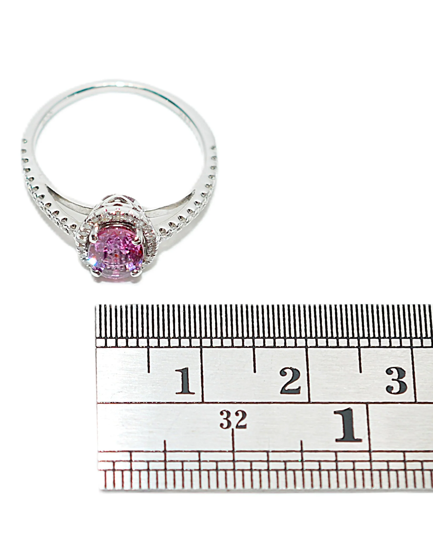 Natural Padparadscha Sapphire & Diamond Ring 14K White Gold 1.40tcw Engagement Wedding Bridal Jewelry Pave Ring Bridal Promise Ring Pink Gem - Image 10