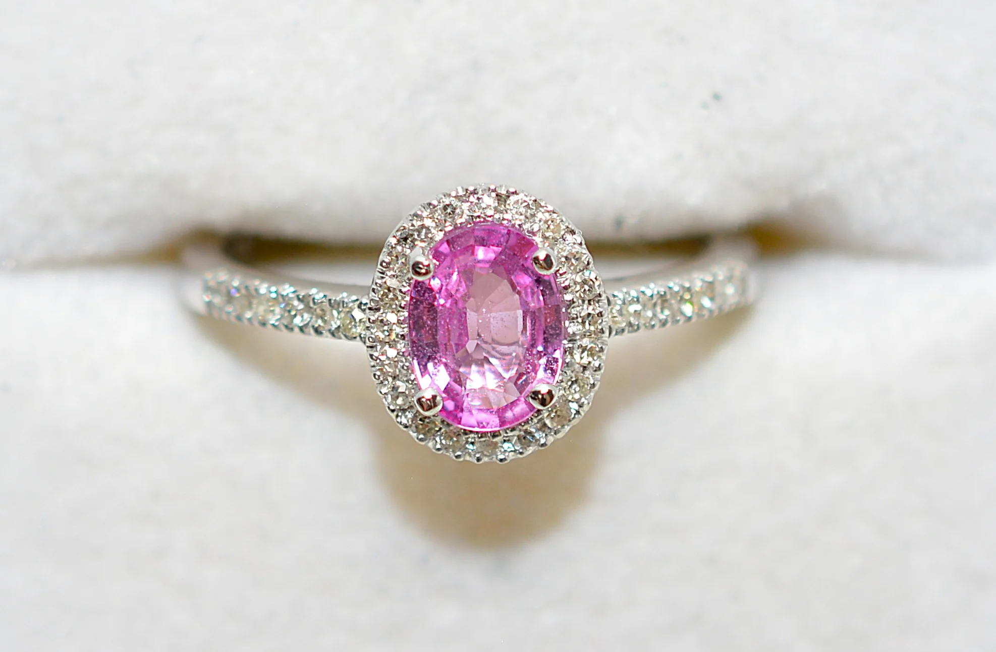 Natural Padparadscha Sapphire & Diamond Ring 14K White Gold 1.04tcw Pink Gemstone Ring Engagement Ring Birthstone Ring Statement Ring - Image 5