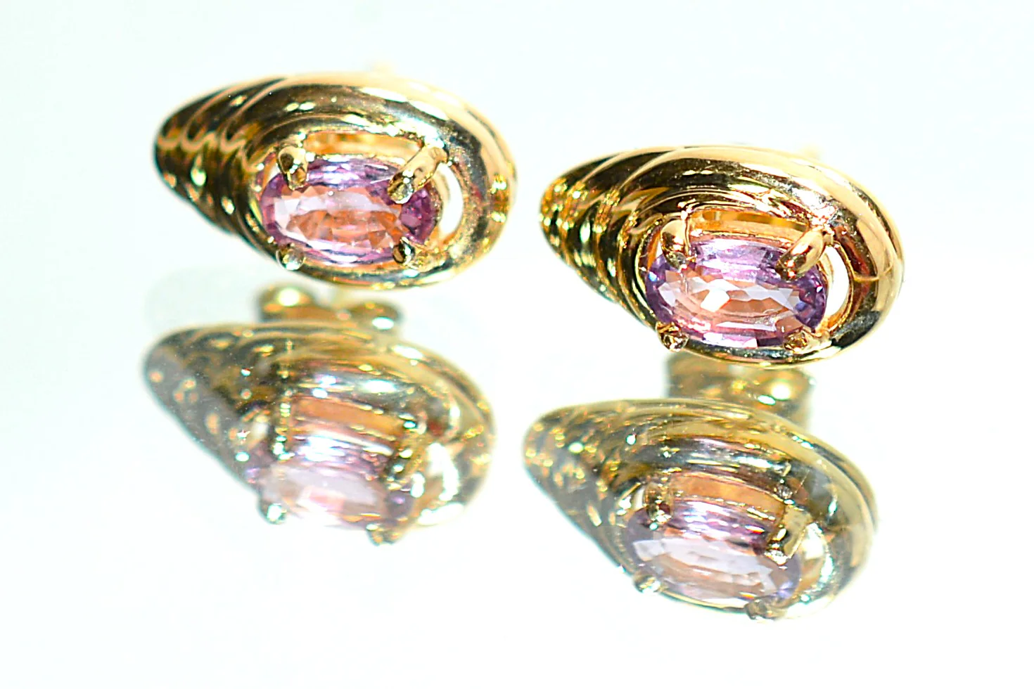 Natural Padparadscha Sapphire Earrings 14K Gold .46tcw Stud Earrings Pink Sapphire Earrings September Birthstone Earrings Solitaire Ceylon - Image 12