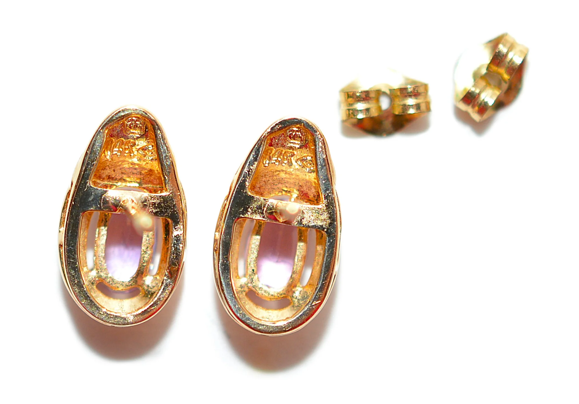 Natural Padparadscha Sapphire Earrings 14K Gold .46tcw Stud Earrings Pink Sapphire Earrings September Birthstone Earrings Solitaire Ceylon - Image 3