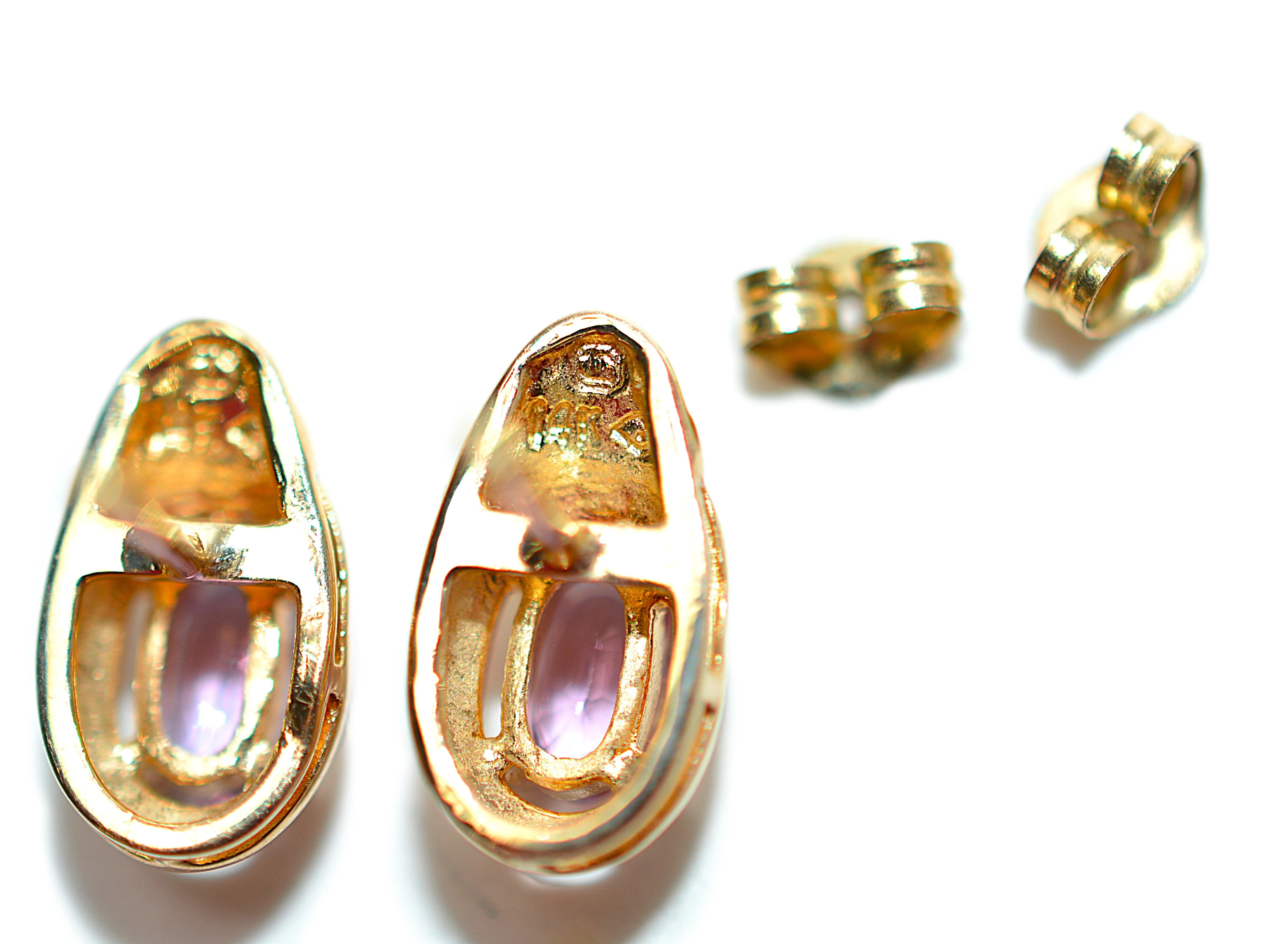 Natural Padparadscha Sapphire Earrings 14K Gold .46tcw Stud Earrings Pink Sapphire Earrings September Birthstone Earrings Solitaire Ceylon - Image 4