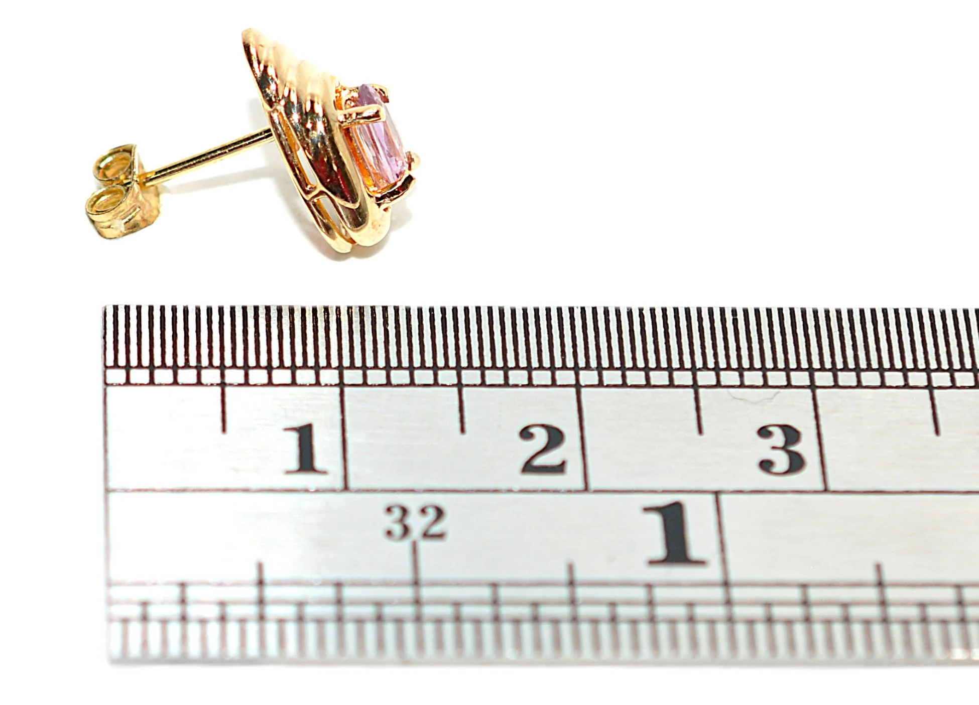 Natural Padparadscha Sapphire Earrings 14K Gold .46tcw Stud Earrings Pink Sapphire Earrings September Birthstone Earrings Solitaire Ceylon - Image 9