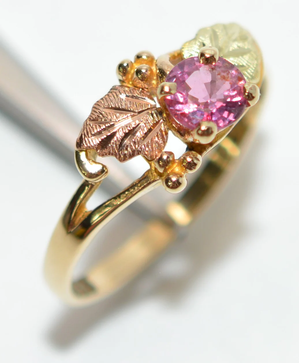 Natural Padparadscha Sapphire Ring 10K Solid Gold .50ct Black Hills Gold Ring Black Hills Dakota Ring Solitaire Ring Birthstone Ring Nature - Image 4