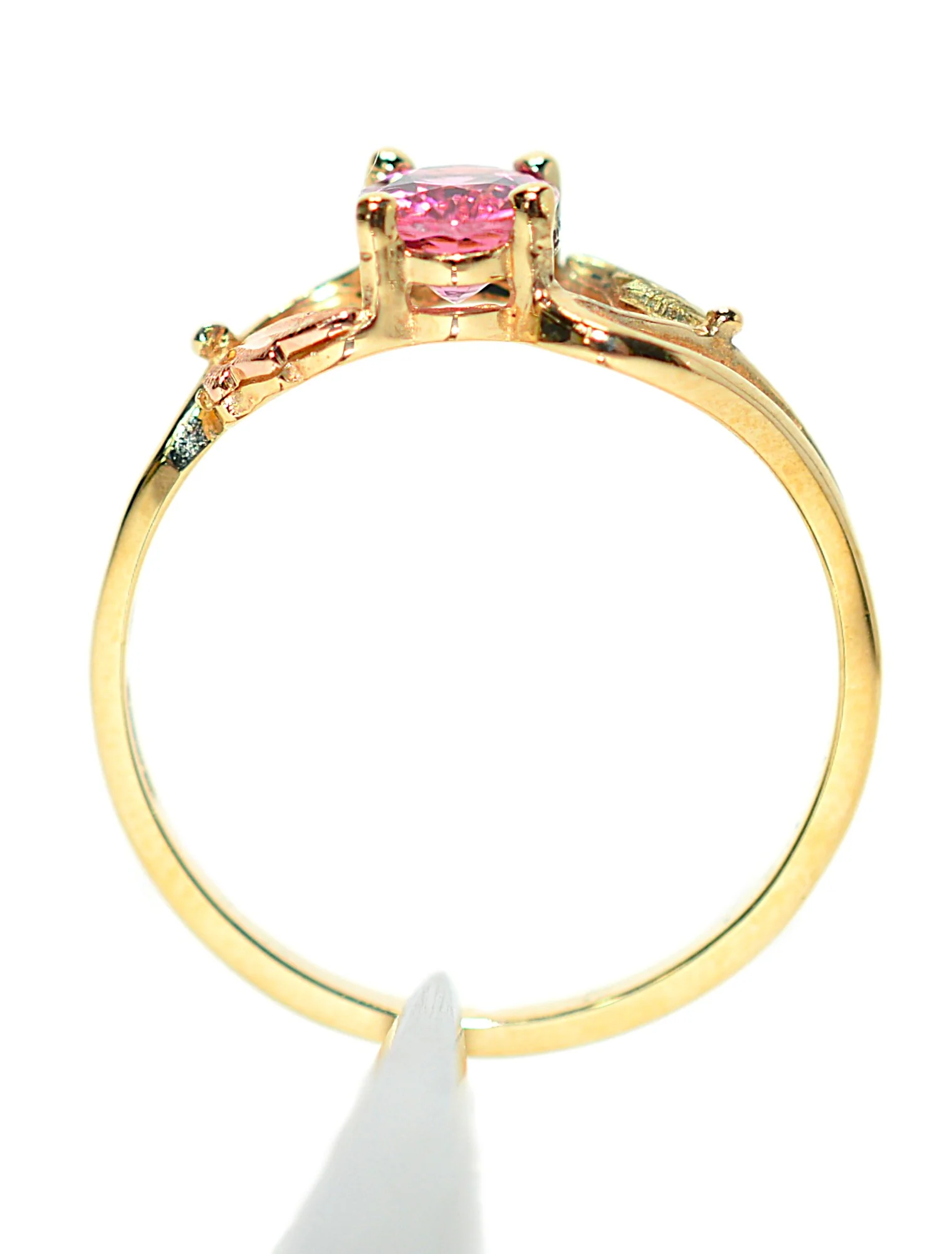 Natural Padparadscha Sapphire Ring 10K Solid Gold 1.00ct Gemstone Black Hills Gold Ring September Birthstone Ring Boho Leaf Nature Ring - Image 3