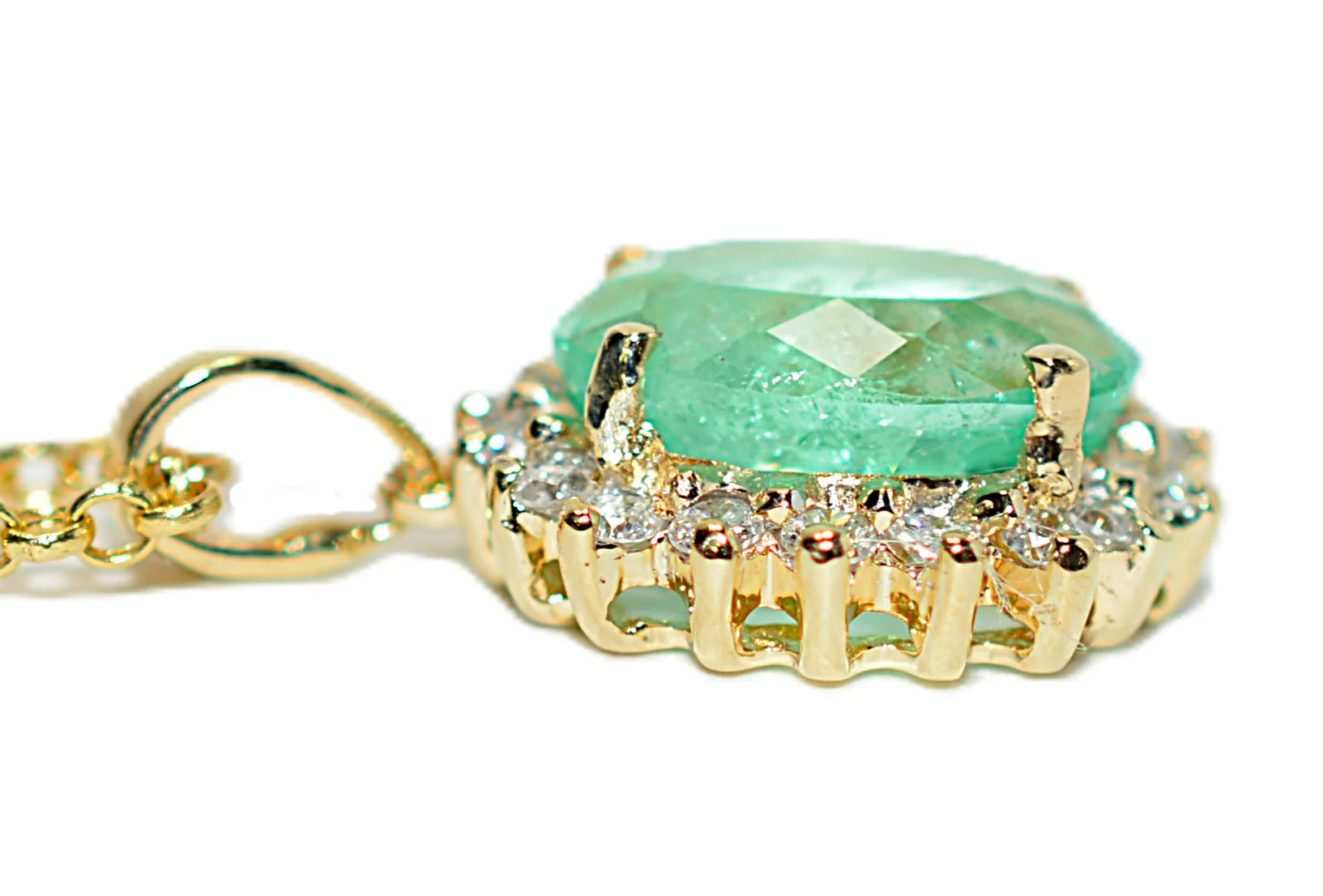 Natural Paraiba Tourmaline & Diamond Necklace 14K Solid Gold 2.56tcw Pendant Necklace Paraiba Necklace Tourmaline Necklace Estate Green Gem - Image 5