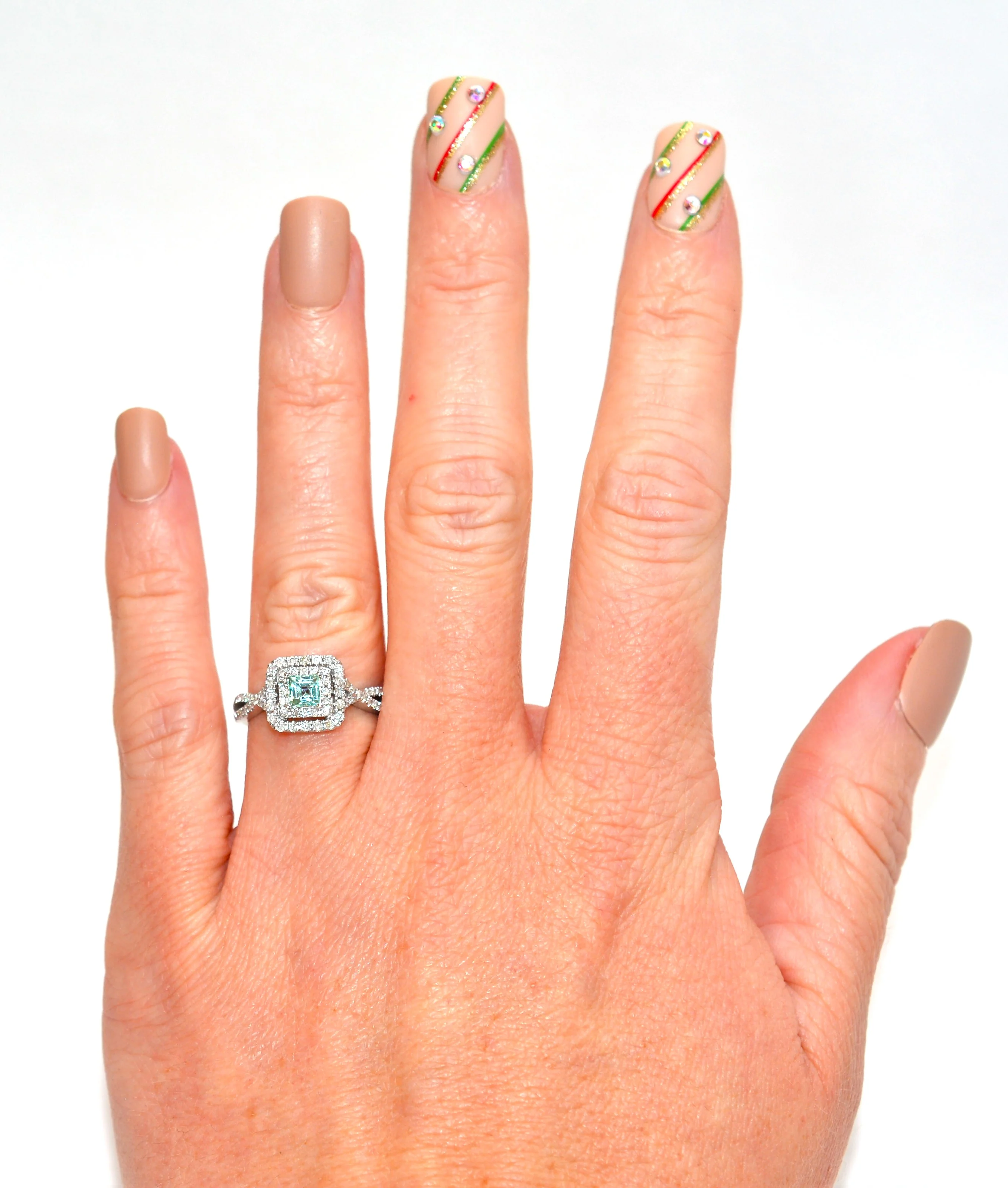 Natural Paraiba Tourmaline & Diamond Ring 10K White Gold .53tcw Blue Gemstone Engagement Bridal Wedding Cocktail Ring Statement Ring Estate - Image 2