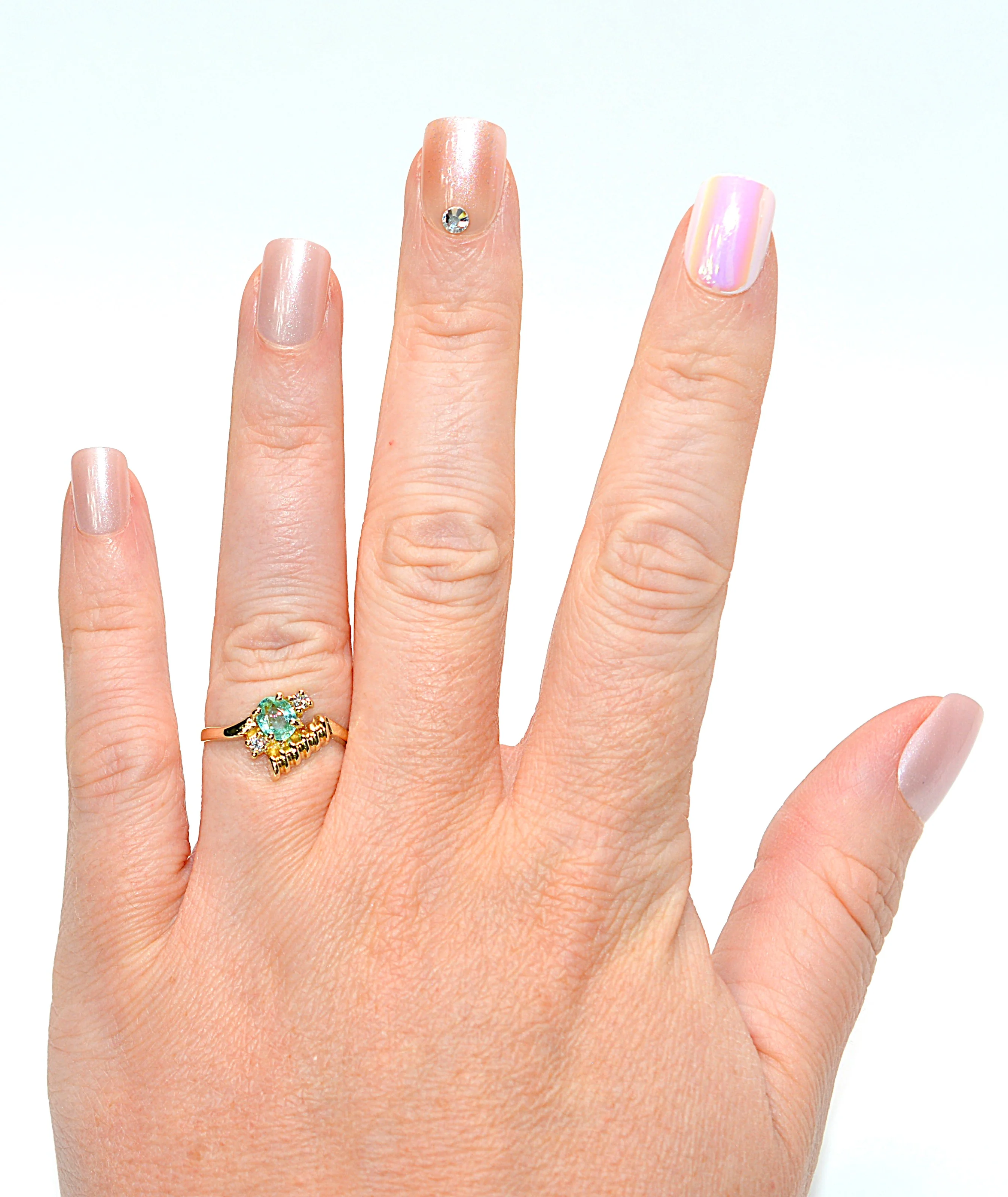 Natural Paraiba Tourmaline & Diamond Ring 14K Gold .48tcw Vintage Ring Gemstone Ring Estate Jewelry Women's Ring Ladies Ring Statement Ring - Image 2