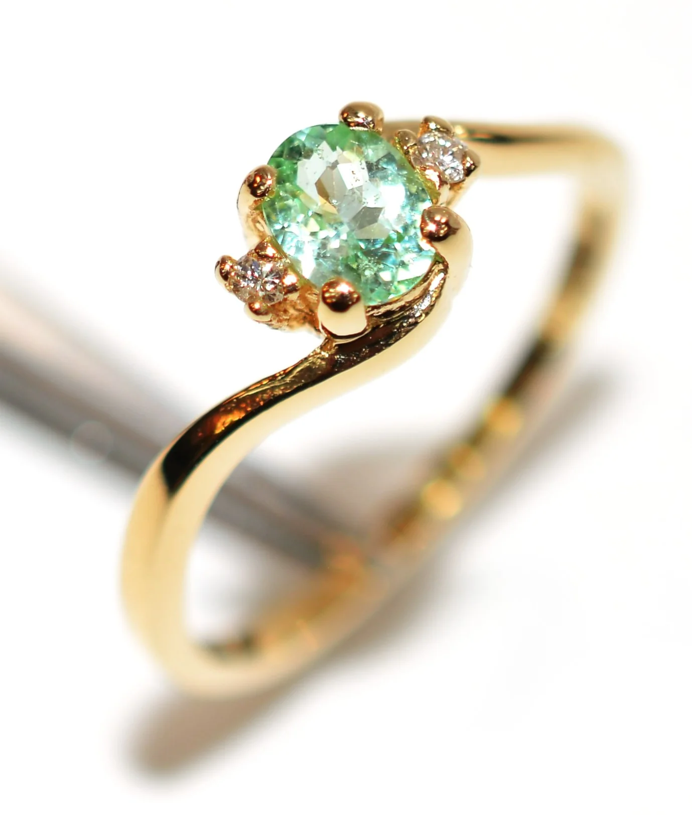 Natural Paraiba Tourmaline & Diamond Ring 14K Solid Gold .43tcw Birthstone Ring Gemstone Ring Statement Ring Estate Ring Fine Vintage Ring - Image 4