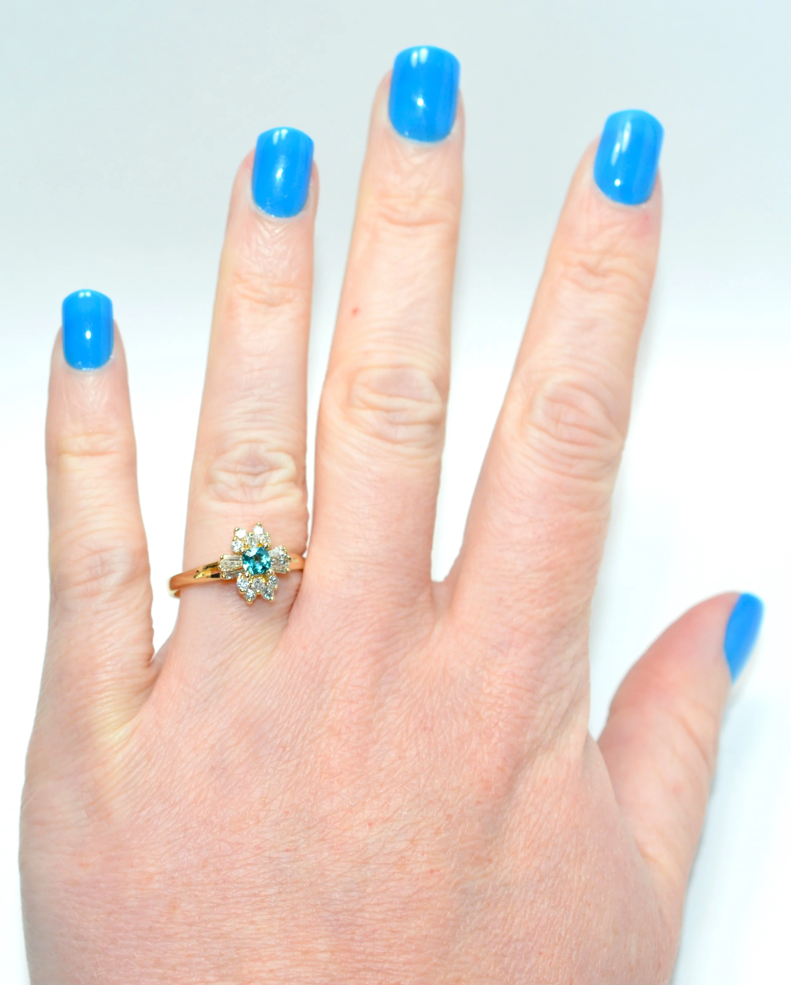Natural Grandidierite & Diamond Ring 18K Solid Gold .76tcw Cluster Halo Fine Gemstone Ladies Ring Womens Fine Jewelry Estate Jewellery - Image 2