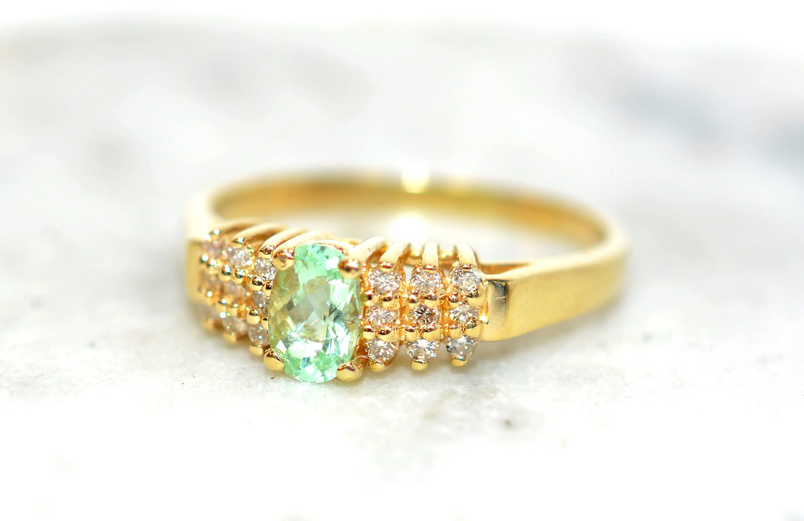 Natural Paraiba Tourmaline & Diamond Ring 14K Solid Gold .71tcw Cluster Ring Gemstone Ring Birthstone Ring Cocktail Ring Statement Ring - Image 8
