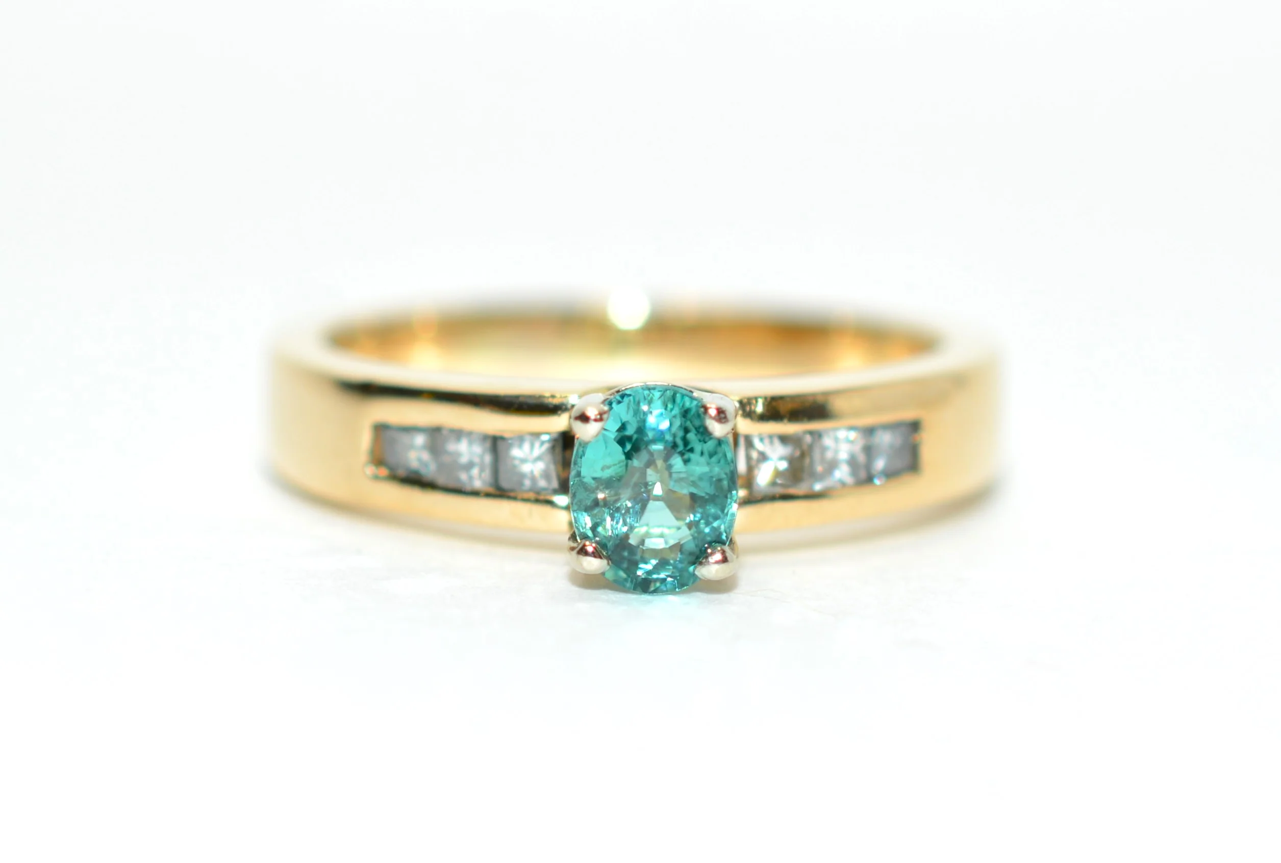 Natural Brazilian Paraiba Tourmaline & Diamond Ring 14K Solid Gold 1.09tcw Gemstone Women's Ring Jewellery Statement Ring Fine Jewelry Engagement Ring