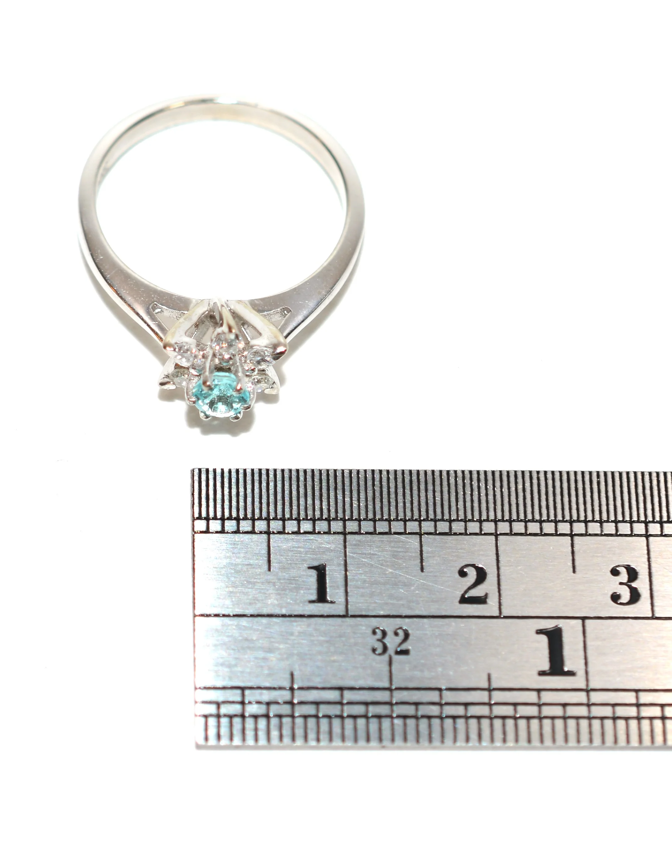 Natural Paraiba Tourmaline & Diamond Ring 14K Solid White Gold Ring .41tcw Women's Ring Ladies Ring Birthstone Ring Flower Ring Floral Ring - Image 10