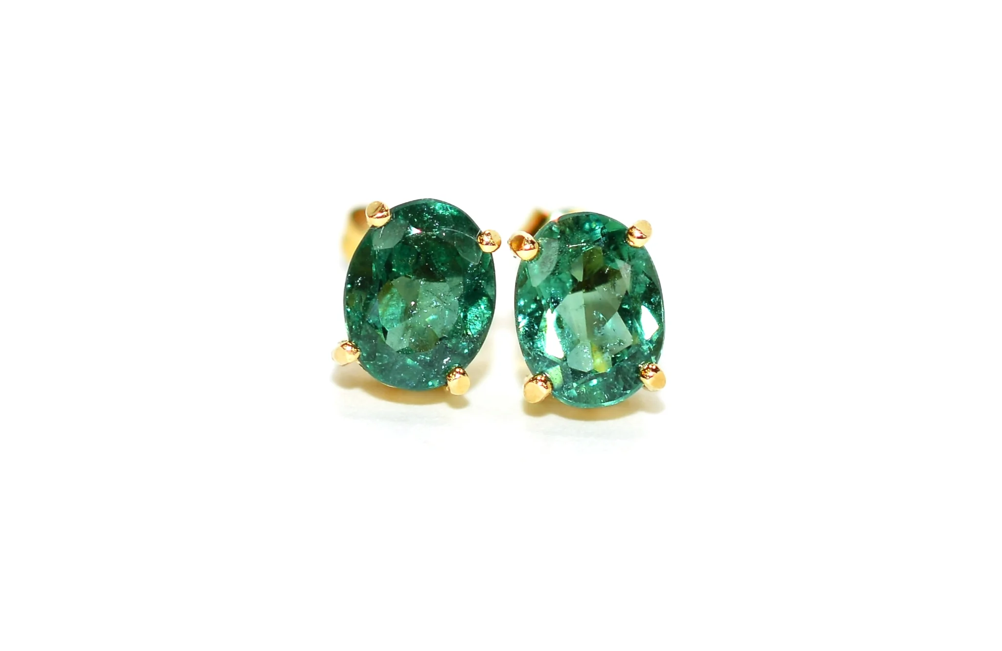 Natural Paraiba Tourmaline Earrings 10K Solid Gold 2.36tcw Gemstone Earrings Solitaire Earrings Stud Earrings Birthstone Statement Earrings