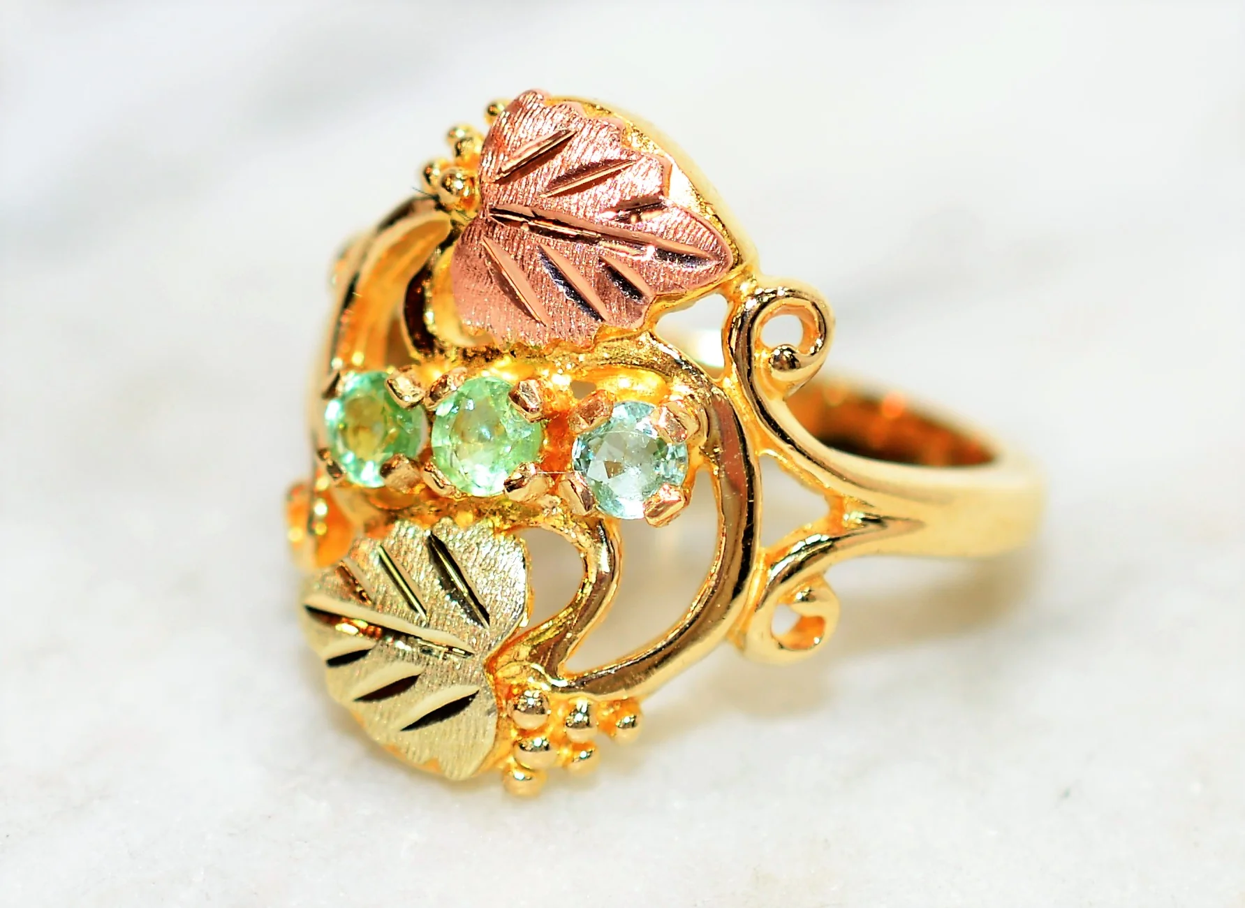 Natural Paraiba Tourmaline Ring 10K Solid Gold .27tcw Black Hills Dakota Ring Black Hills Gold Ring Women's Ring Statement Ring Jewellery - Image 8