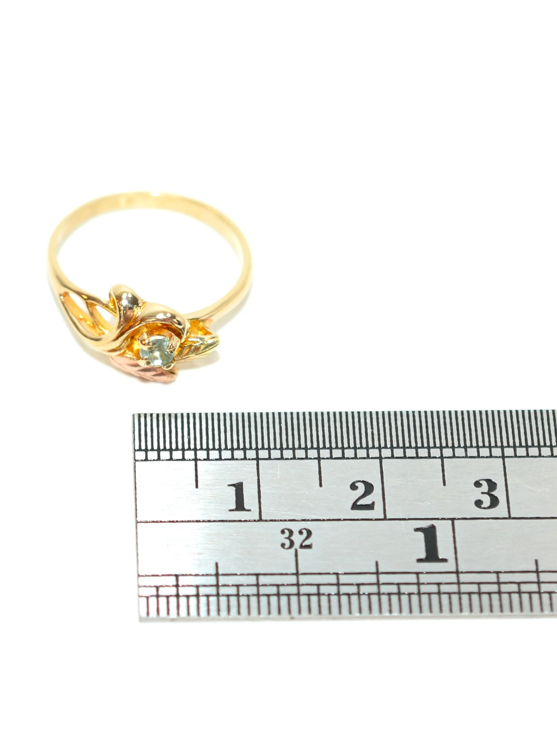 Natural Paraiba Tourmaline Ring 10K Solid Gold .10ct Black Hills Gold Ring Black Hills Dakota Jewelry Solitaire Ring Vintage Estate Jewelry - Image 10