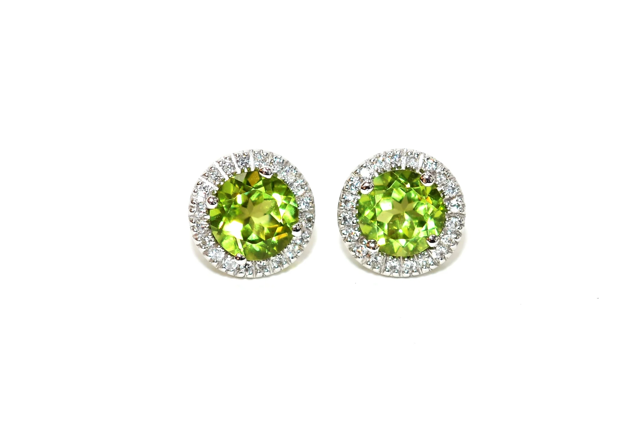 Natural Peridot & Diamond Pendant Necklace Earring Set 14K Solid White Gold 5.94tcw Birthstone Peridot Necklace Peridot Earrings Jewelry Set - Image 10